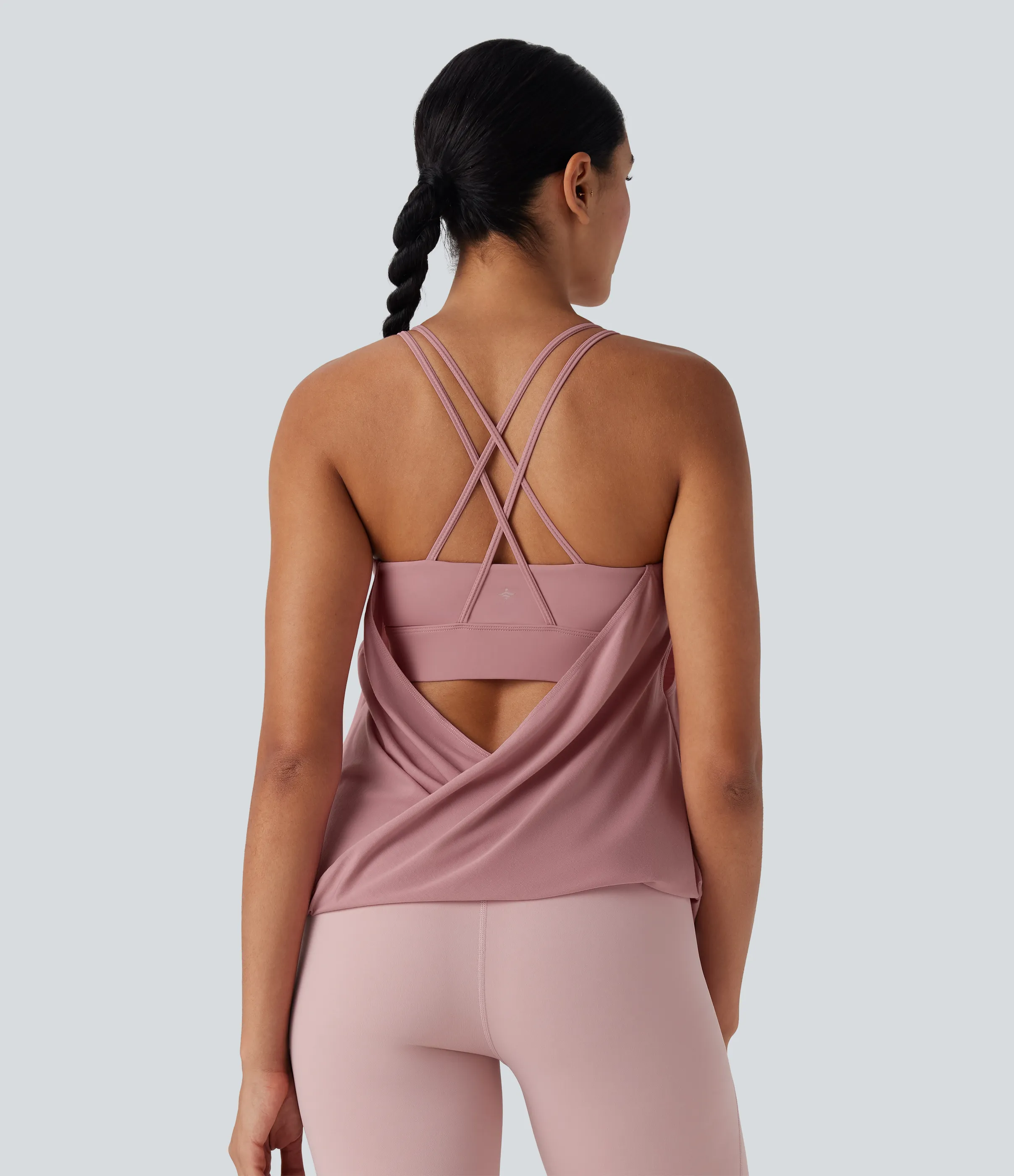 Halara Top yoga secado rápido tirante doble plisado cruzado espalda - Soft Berry - L sold by Halara product image thumbnail 5