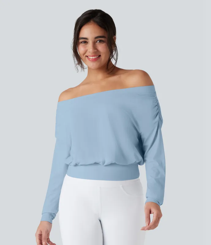 Halara Top deportivo de yoga de secado rápido extragrande con hombros descubiertos y tacto fresco - Angel Falls - L sold by Halara