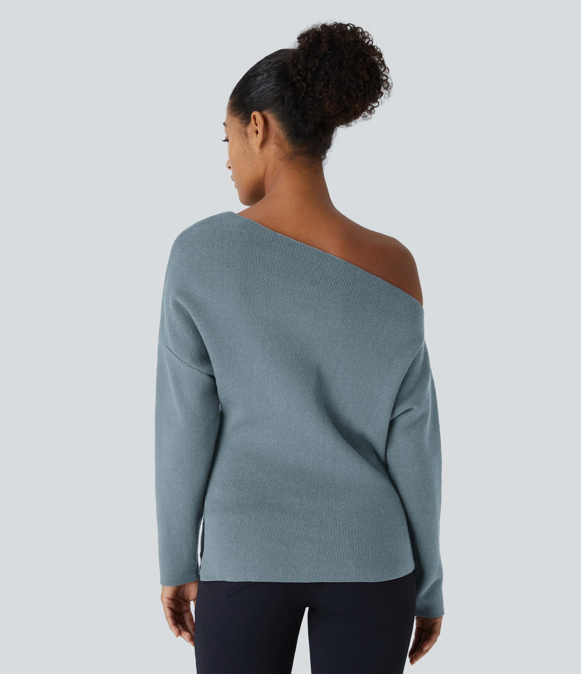 Halara Suéter oficina dividido manga larga sin hombro - Mountain Spring - S sold by Halara product image thumbnail 3