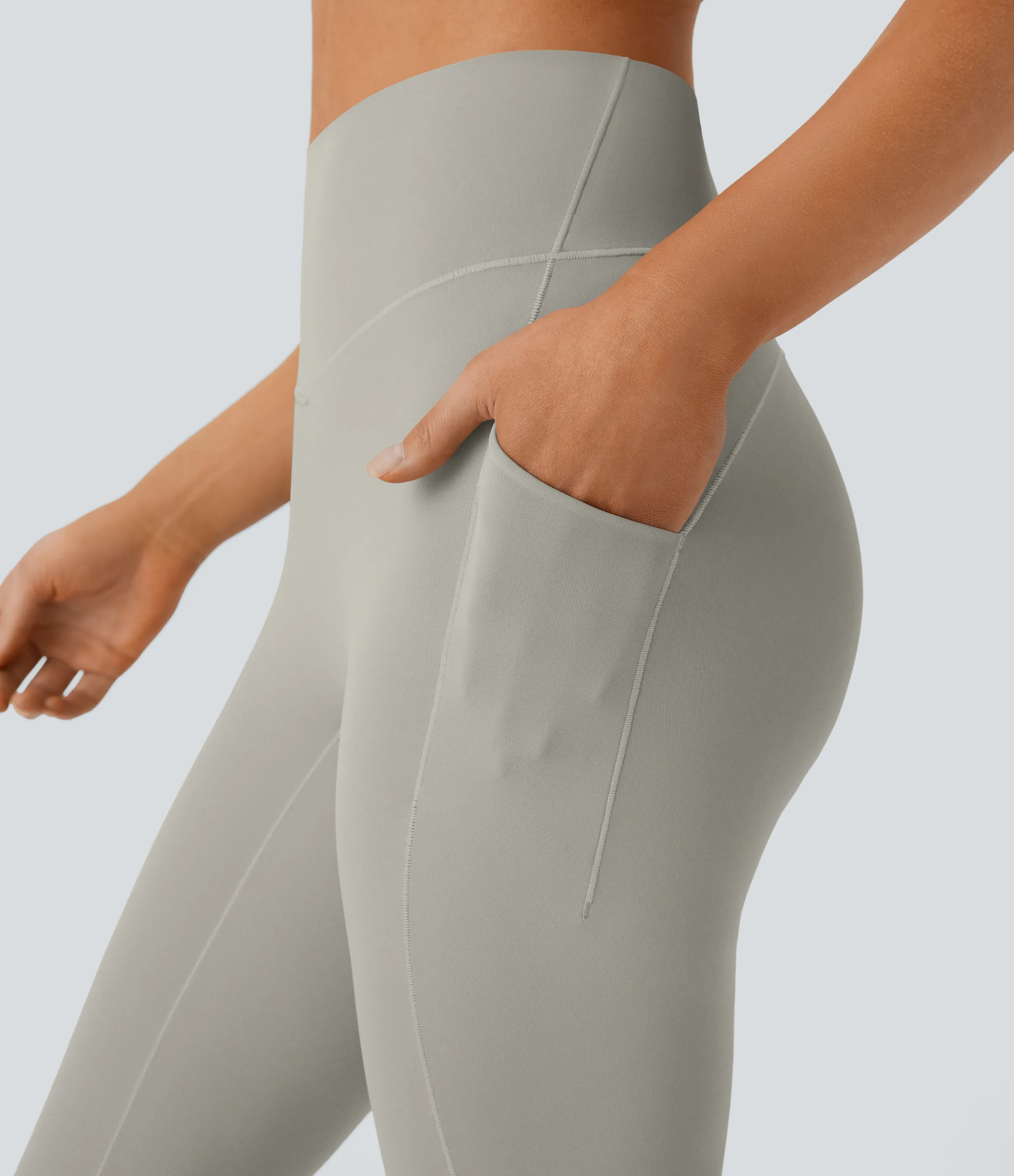 Halara Leggings Softlyzero™ QuickDry SoCinched yoga acampanado bolsillo lateral tiro alto control abdomen - London Fog - XS(regular) sold by Halara product image thumbnail 5