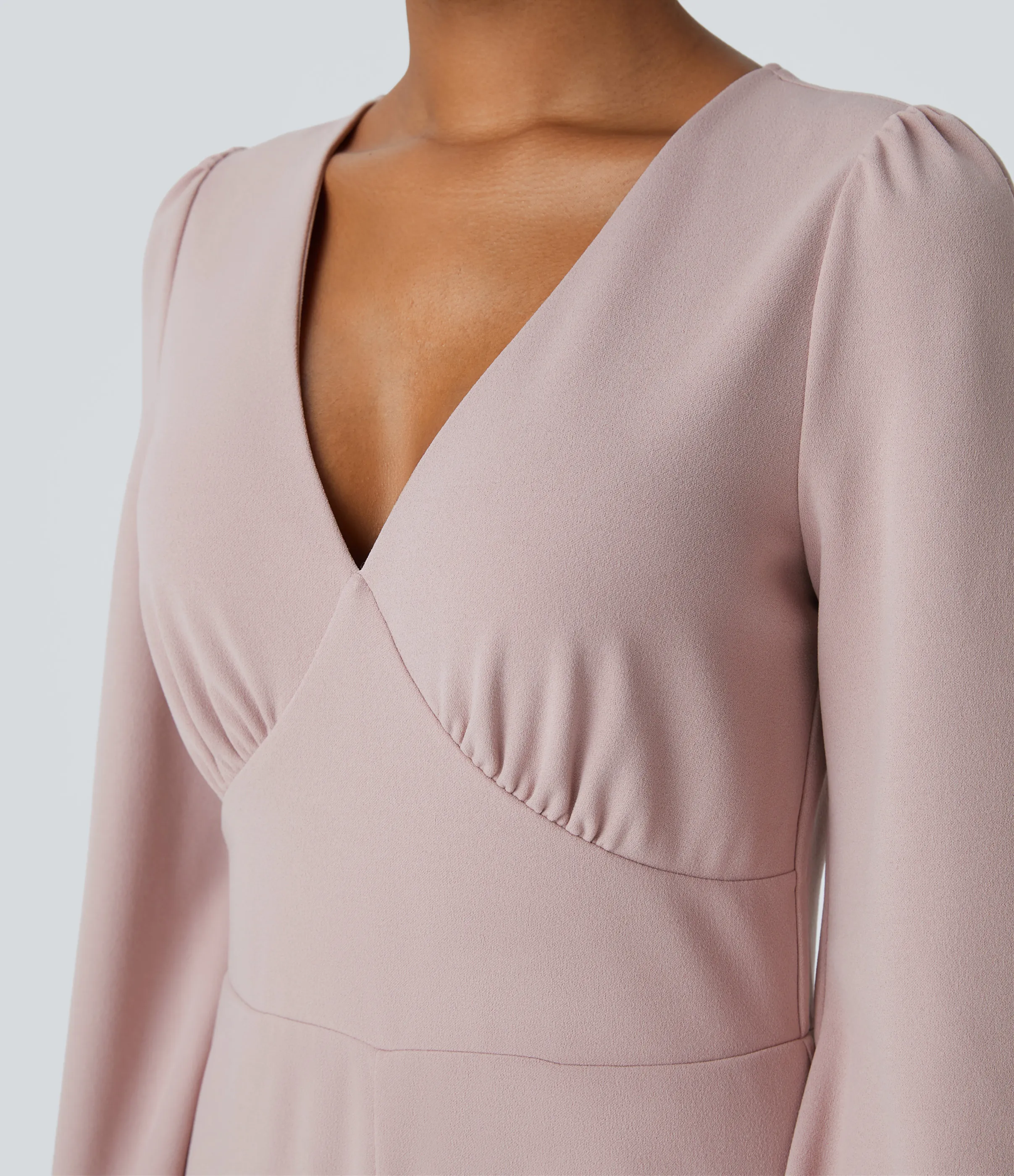 Halara Mono pierna ancha bolsillo lateral manga larga cuello V - Burnished Lilac - XS(regular) sold by Halara product image thumbnail 5