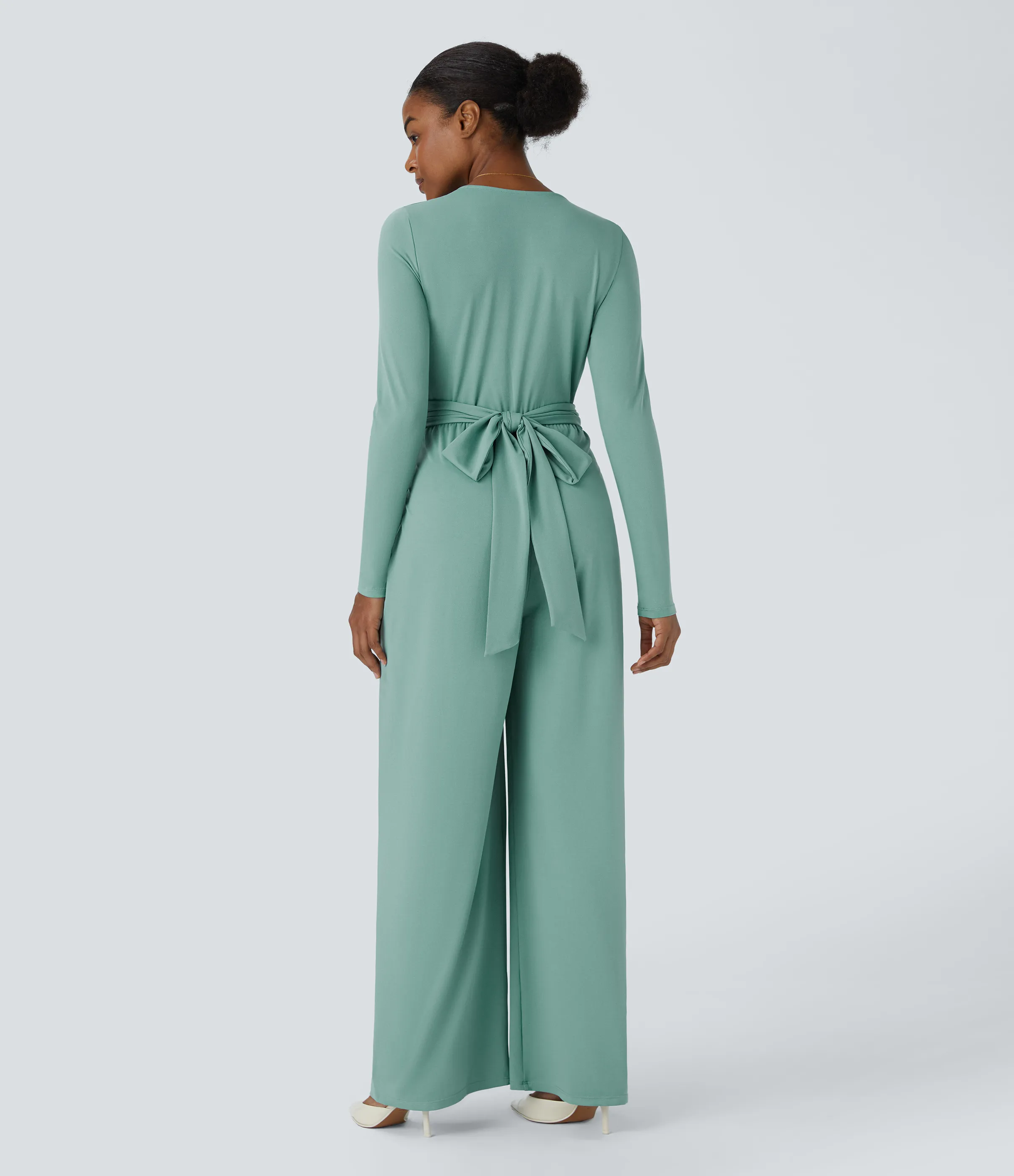 Halara Mono cuello V manga larga bolsillo lateral lazo espalda - Azure - XS(regular) sold by Halara product image thumbnail 3