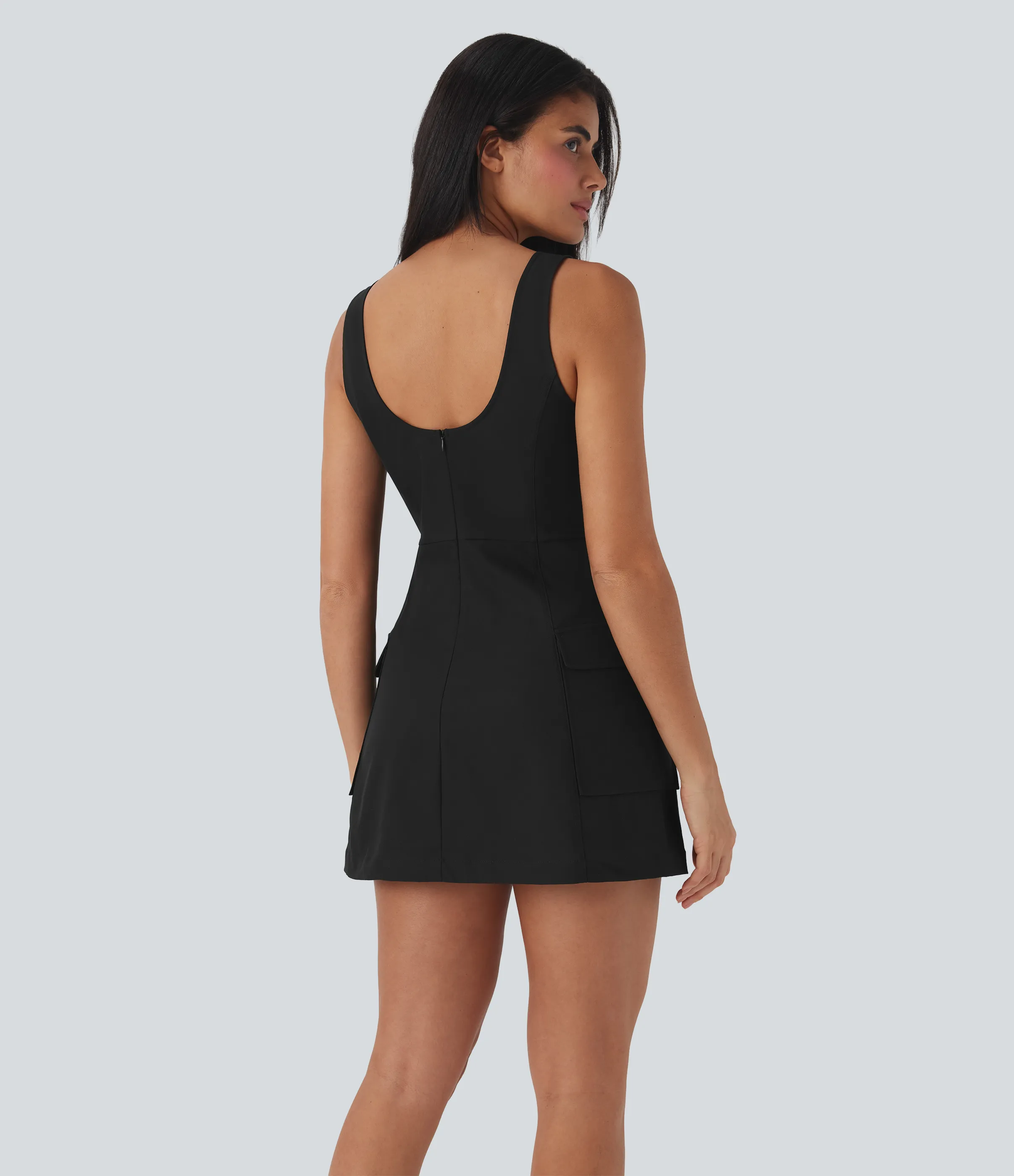 Halara Minivestido cargo de camping de dos piezas repelente al agua y al desgaste con espalda abierta y múltiples bolsillos - Black - L sold by Halara product image thumbnail 3