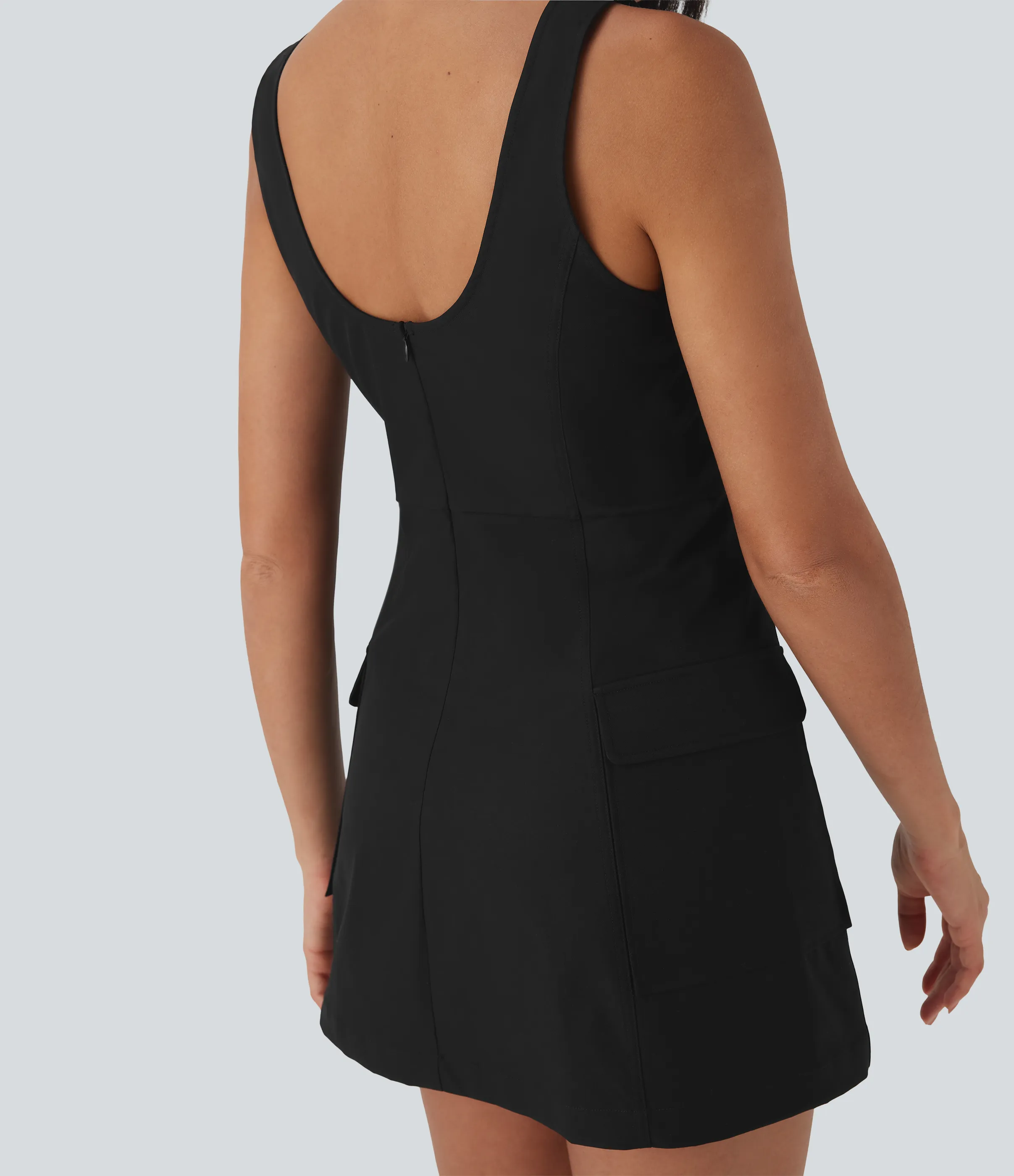 Halara Minivestido cargo de camping de dos piezas repelente al agua y al desgaste con espalda abierta y múltiples bolsillos - Black - L sold by Halara product image thumbnail 5