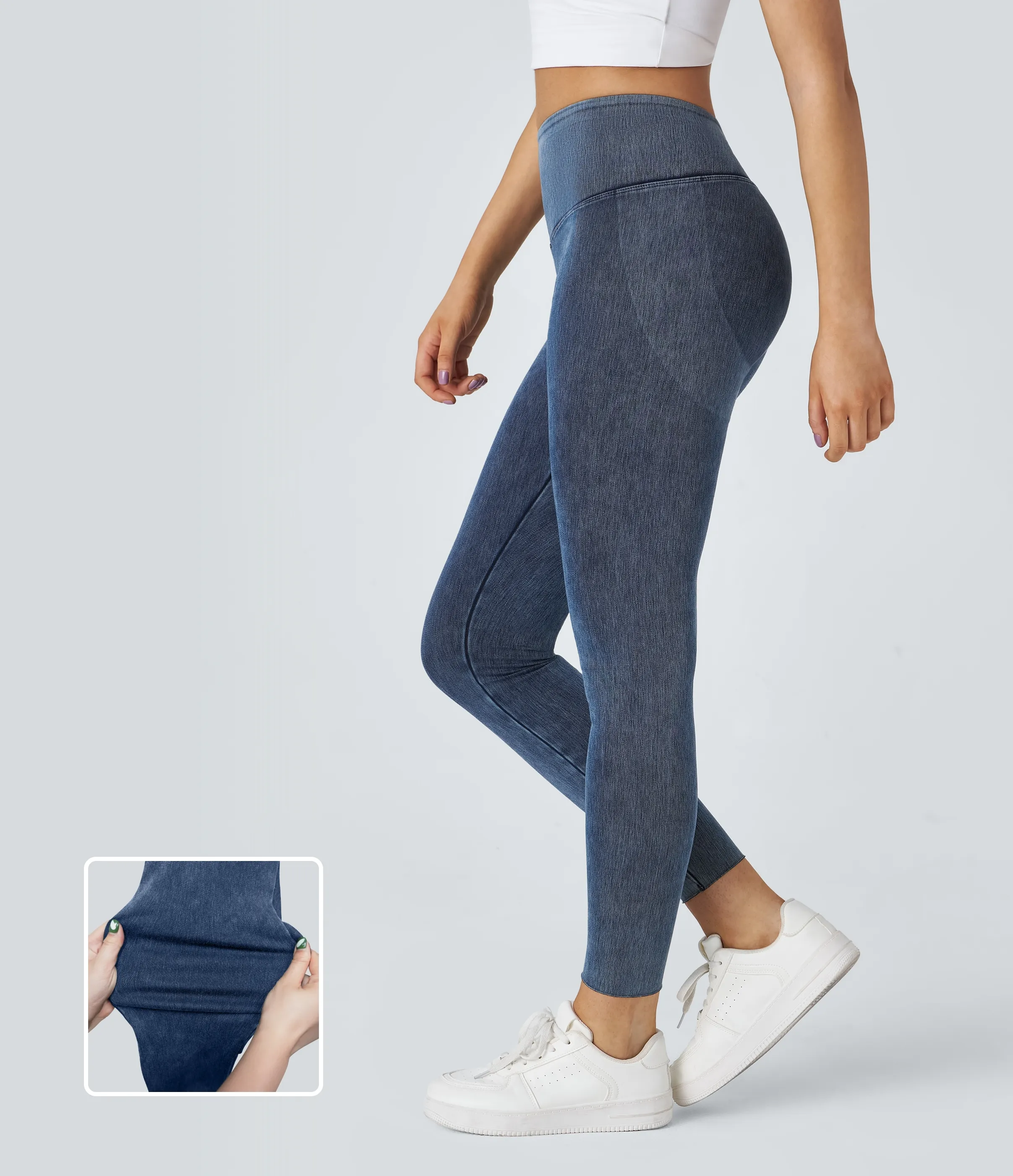 Halara Jeans Halara Flex™ Denim elásticos de tiro alto - Washed Denim Bleached Blue - L(7/8) sold by Halara