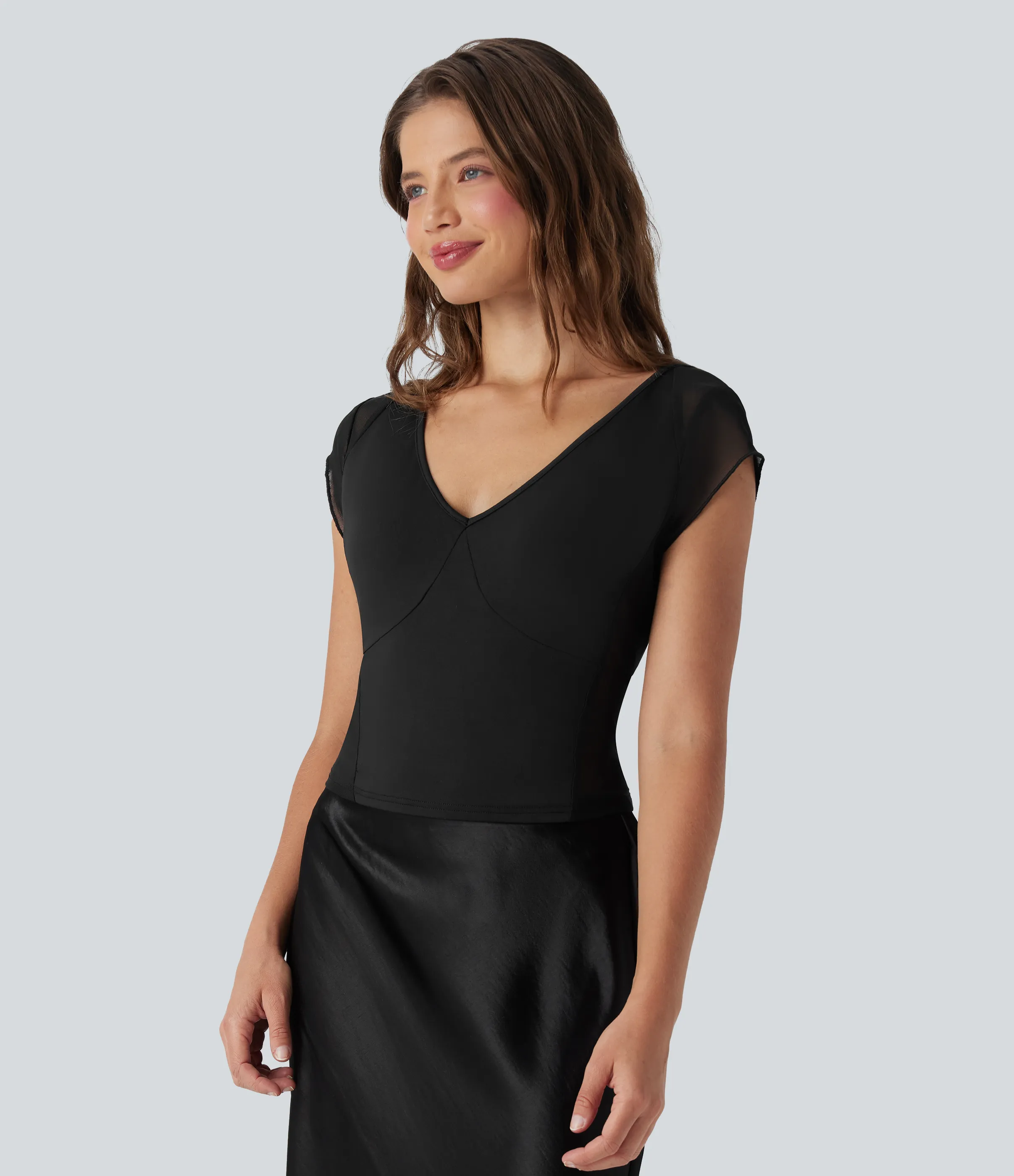 Halara Top de fiesta de malla en contraste con espalda descubierta y lazo - Black - XS sold by Halara product image thumbnail 4