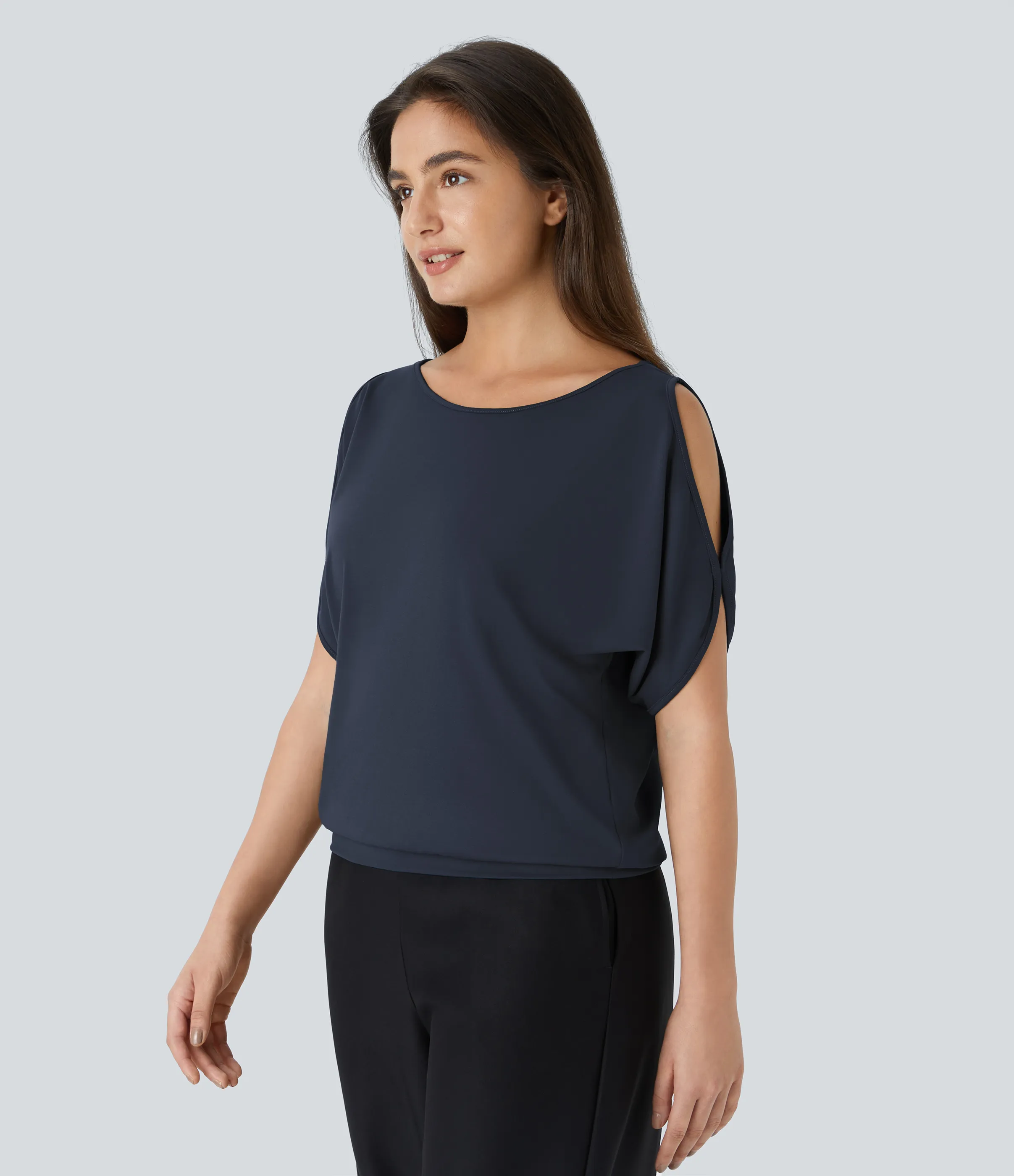 Halara Camiseta abertura manga corta cuello barco - Outer Space - M sold by Halara product image thumbnail 4