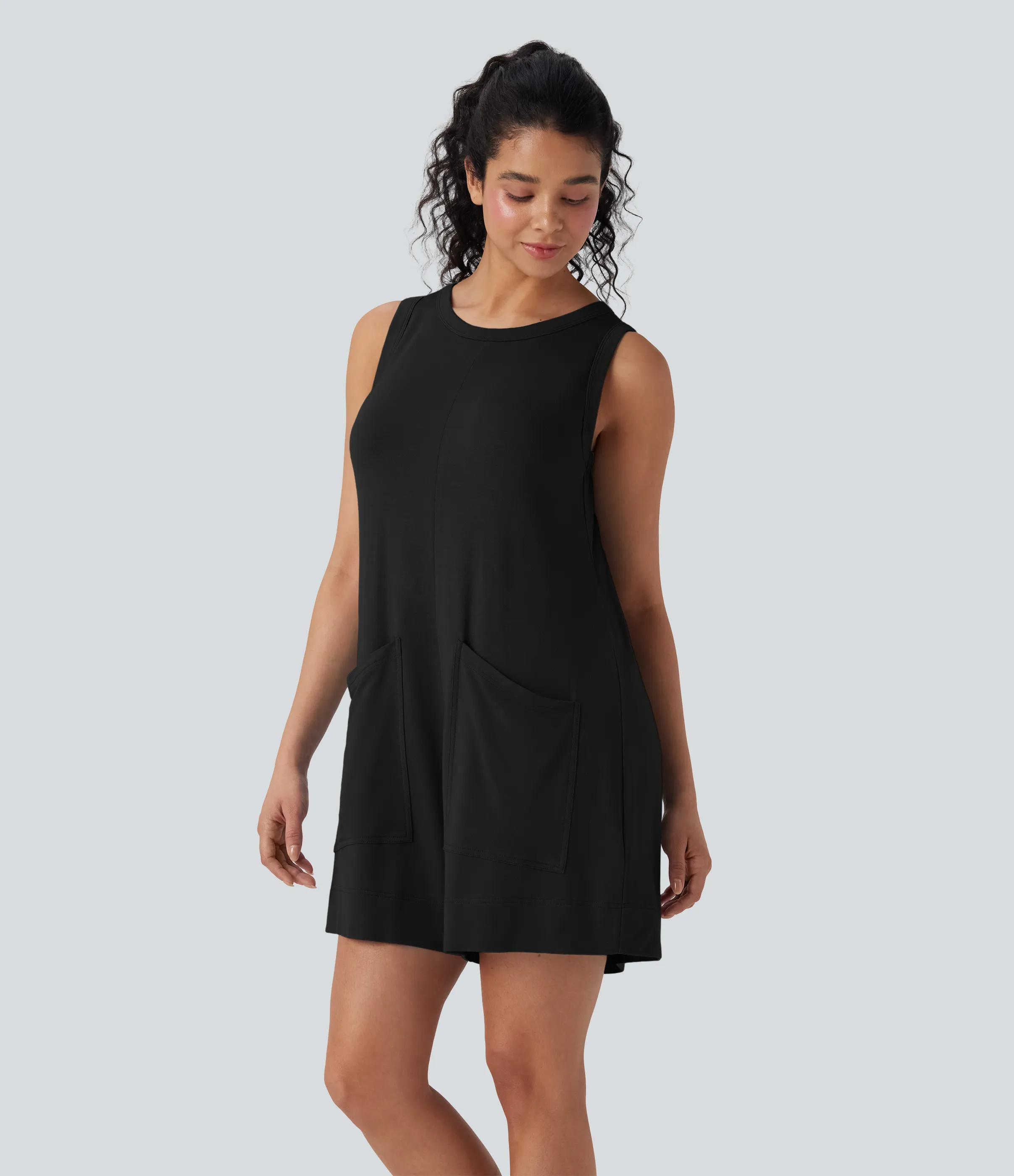 Halara Mono sin manga cuello redondo botón bolsillo - Black - M(regular) sold by Halara product image thumbnail 4