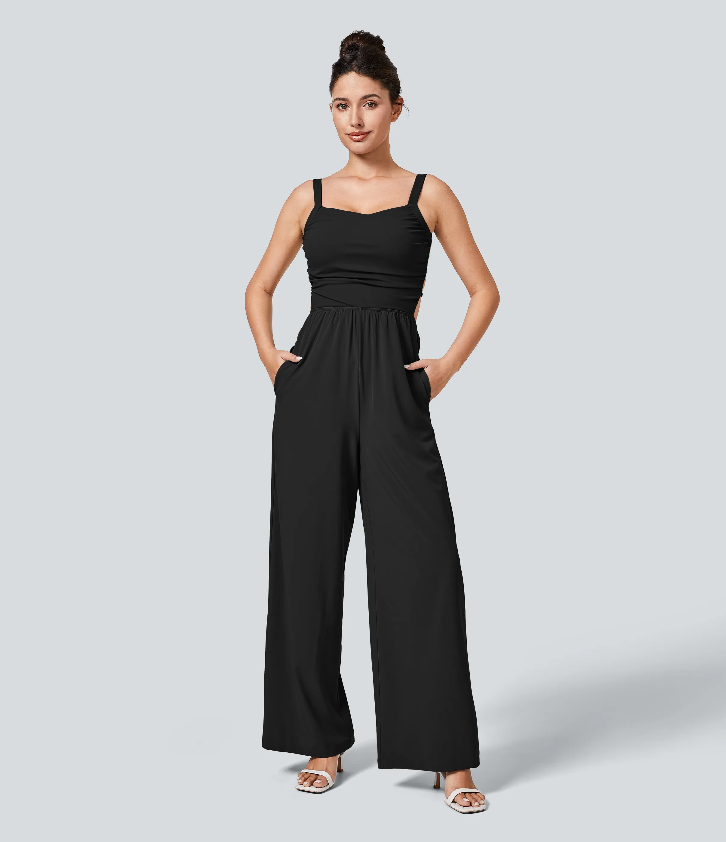 Halara Mono Breezeful™ secado rápido bolsillo lateral cordón cruzado sin espalda - Black - XS sold by Halara product image thumbnail 2