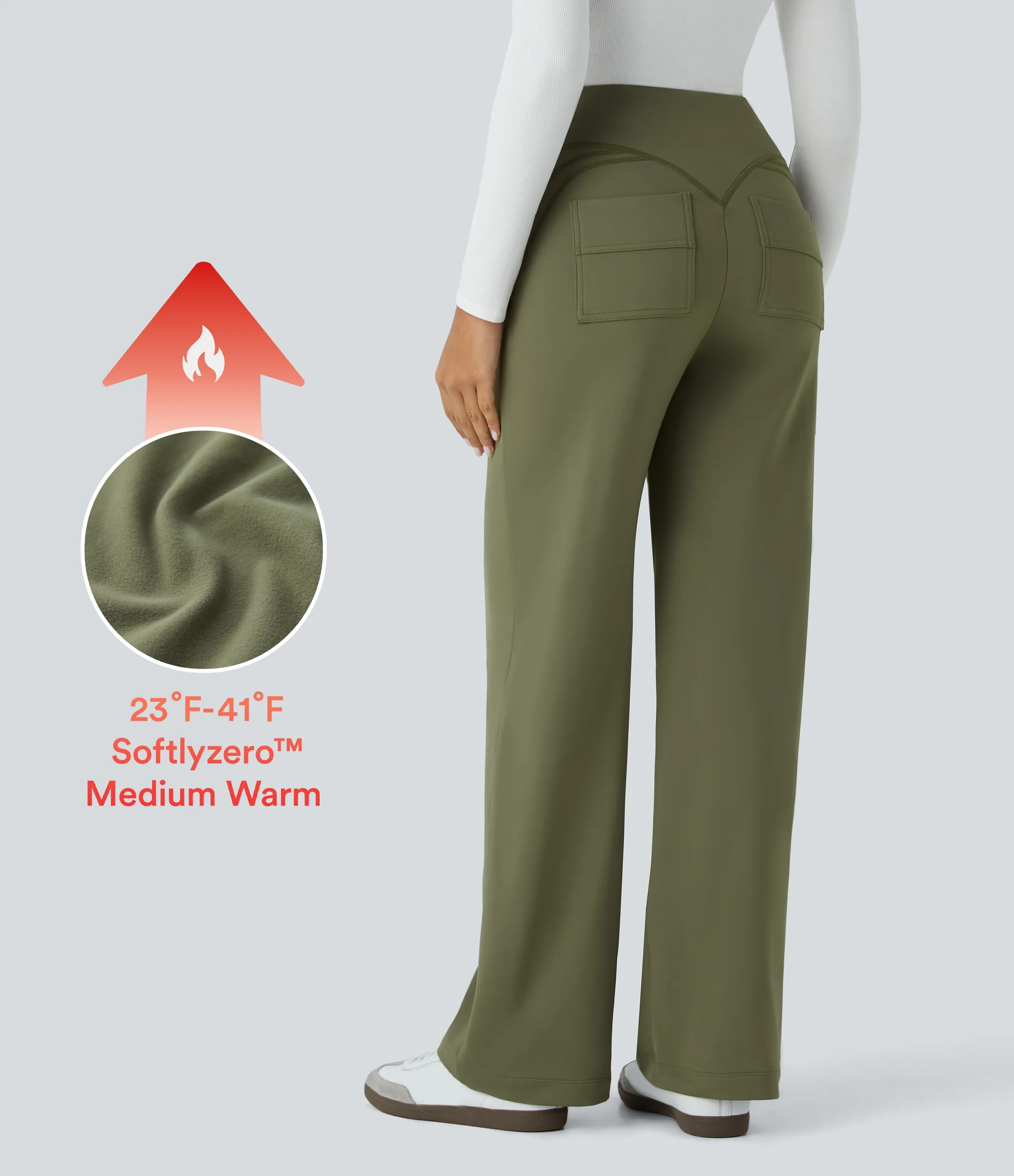 Halara Pantalón Softlyzero™ Plush tiro alto bolsillo lateral posterior térmico - Deep Sage - L(regular) sold by Halara product image thumbnail 2