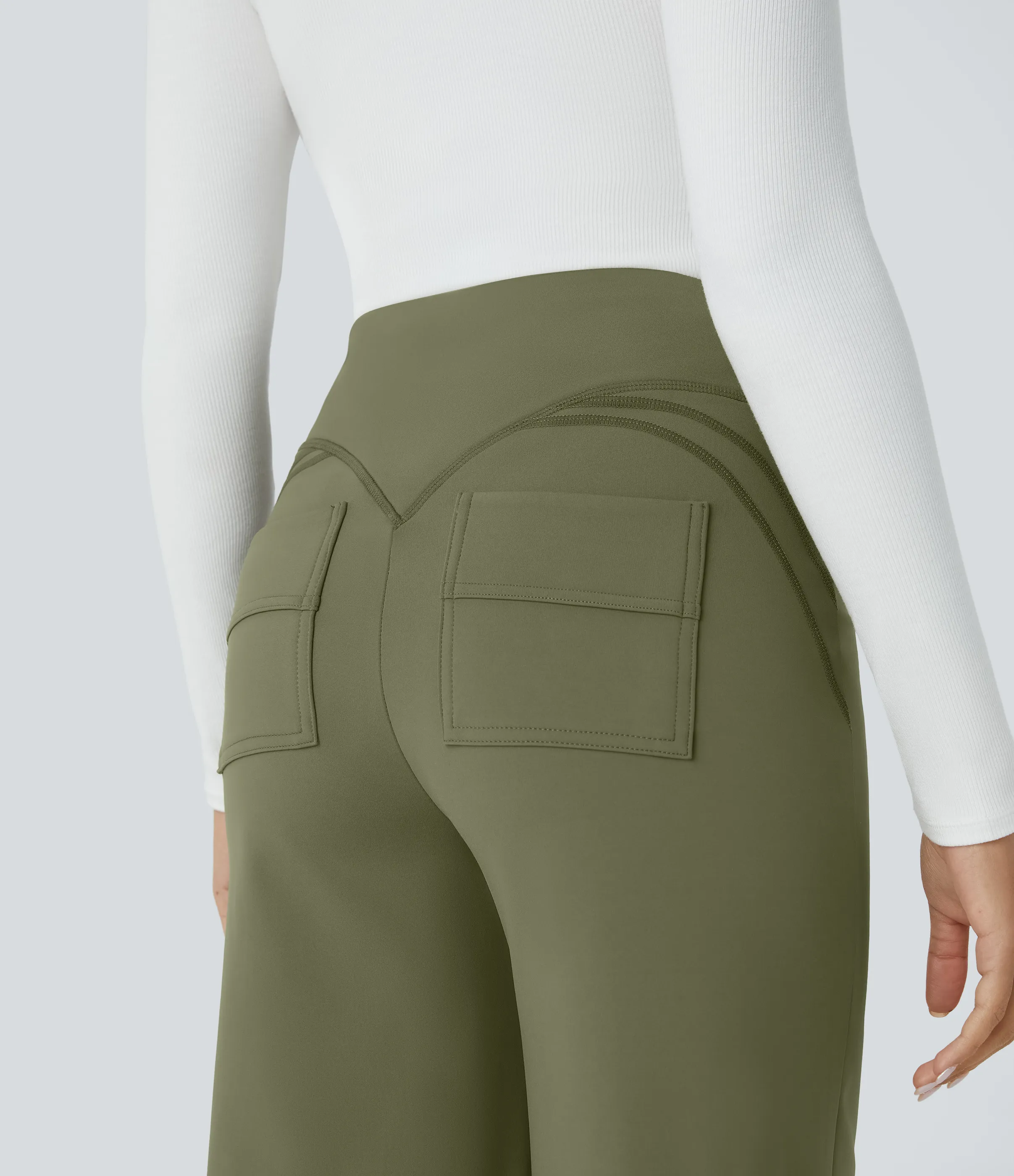 Halara Pantalón Softlyzero™ Plush tiro alto bolsillo lateral posterior térmico - Deep Sage - L(regular) sold by Halara product image thumbnail 5