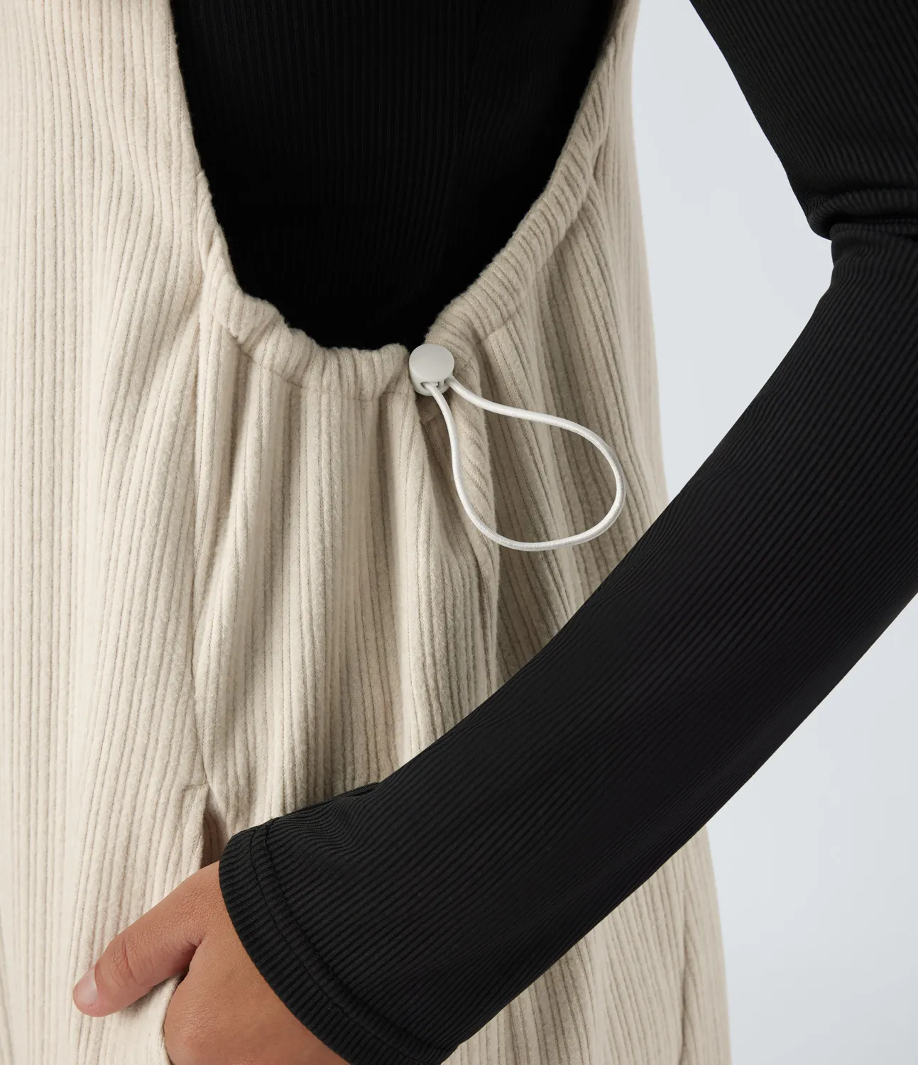 Halara Overoles Joggers deportivo bolsillo lateral cordón tirante ajustable acanalado - Whisper White - XS(regular) sold by Halara product image thumbnail 5