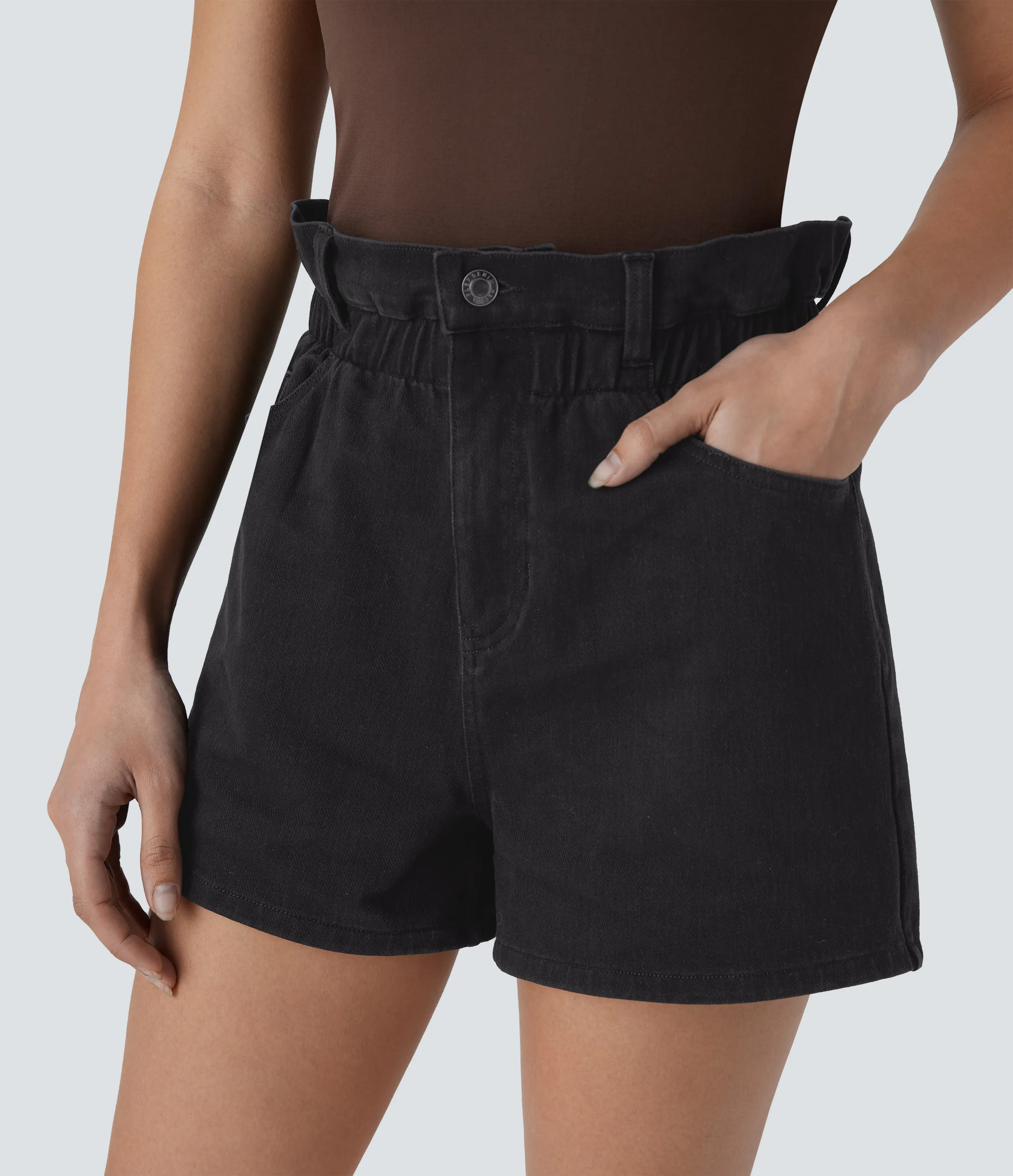 Halara Shorts casuales de mezclilla elástica Halara Flex™ tipo desgastada con múltiples bolsillos y tiro súper alto - Slate Denim - S(regular) sold by Halara product image thumbnail 5