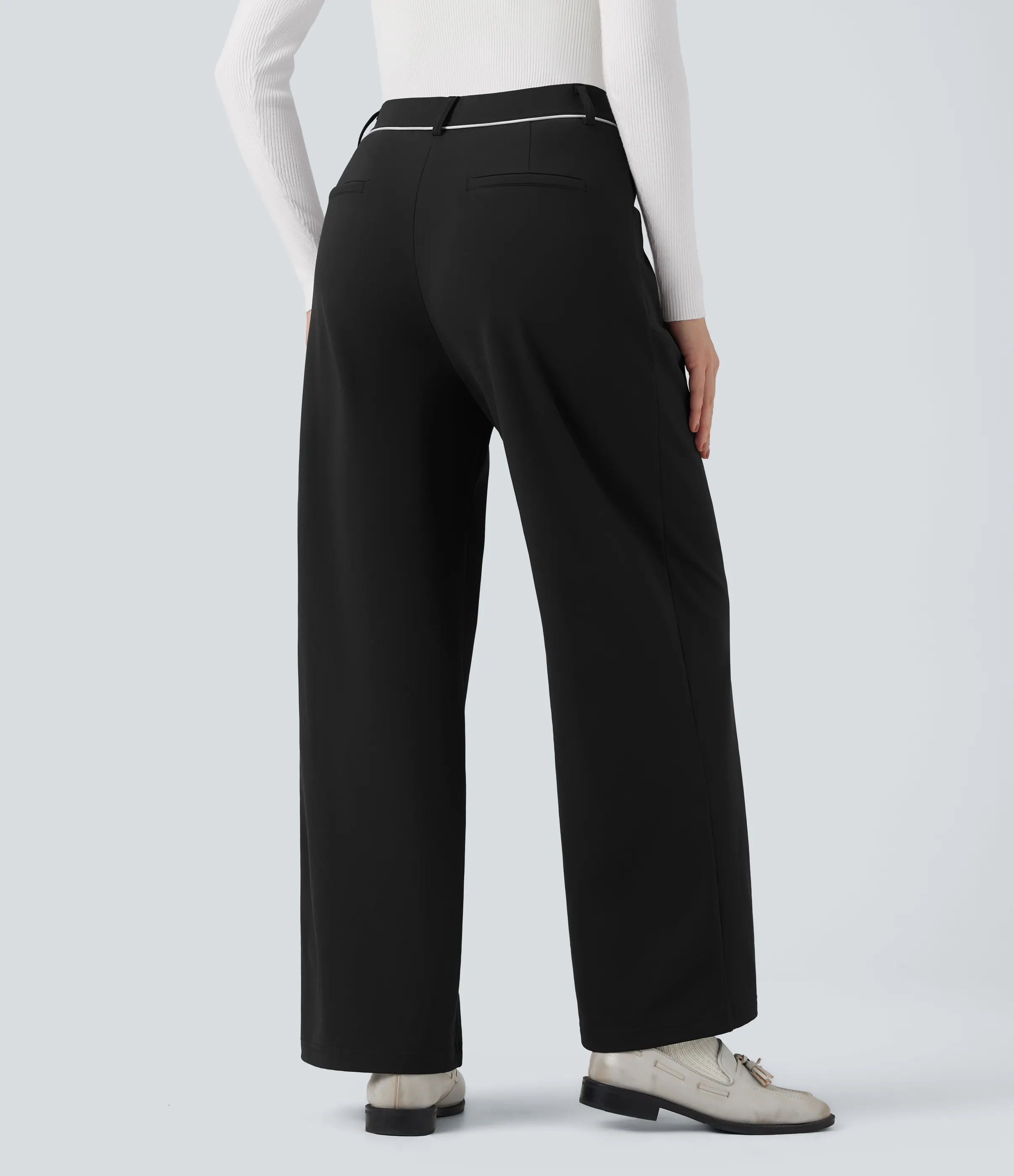Halara Pantalones de oficina térmicos afelpados SoftlyZero™ de tiro medio con pierna recta y bolsillos - Black - XL(regular) sold by Halara product image thumbnail 3