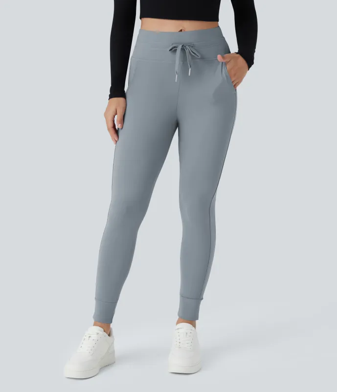 Halara Joggers Softlyzero™ Plush liso largo completo bolsillo lateral cordón tiro alto - Tradewinds - S(regular) made by Halara