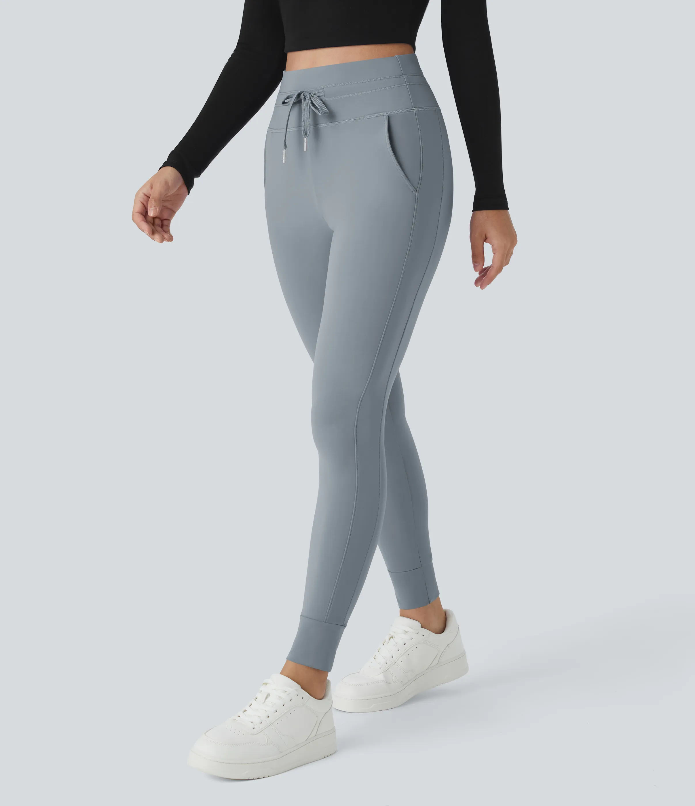 Halara Joggers Softlyzero™ Plush liso largo completo bolsillo lateral cordón tiro alto - Tradewinds - S(regular) sold by Halara product image thumbnail 4
