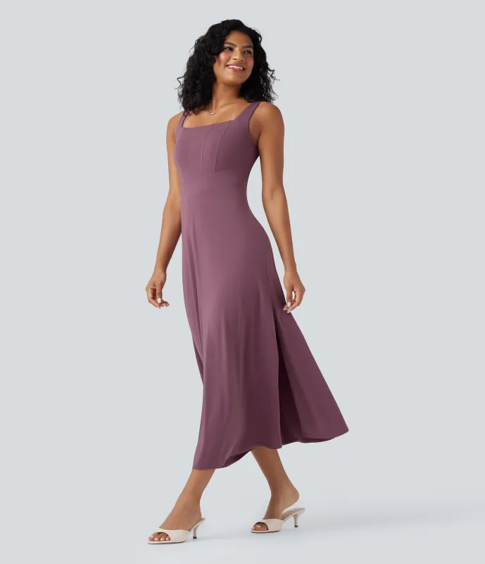 Halara Vestido midi con escote cuadrado sin mangas y espalda abierta - Tulipwood - M sold by Halara