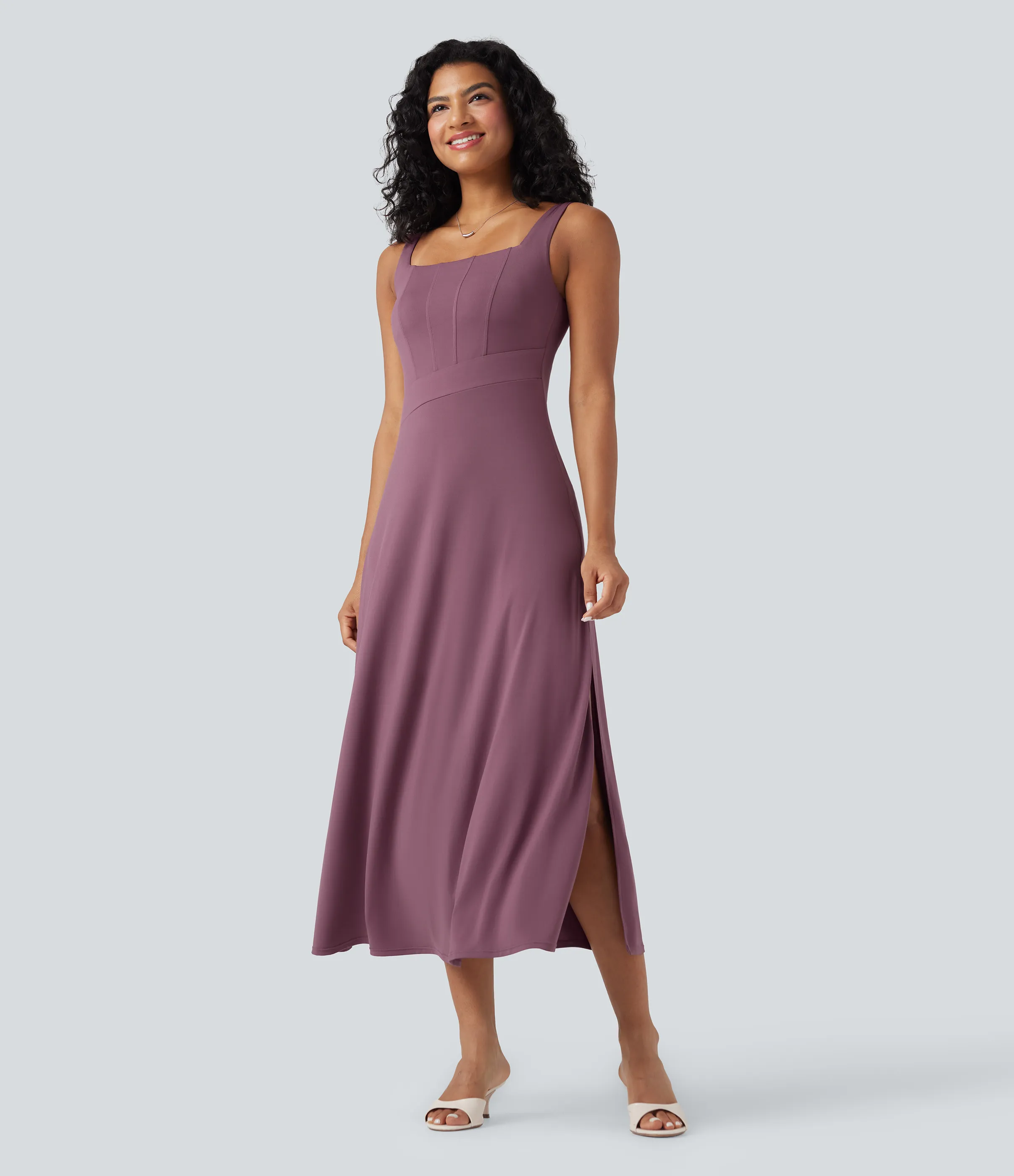 Halara Vestido midi con escote cuadrado sin mangas y espalda abierta - Tulipwood - M sold by Halara product image thumbnail 4