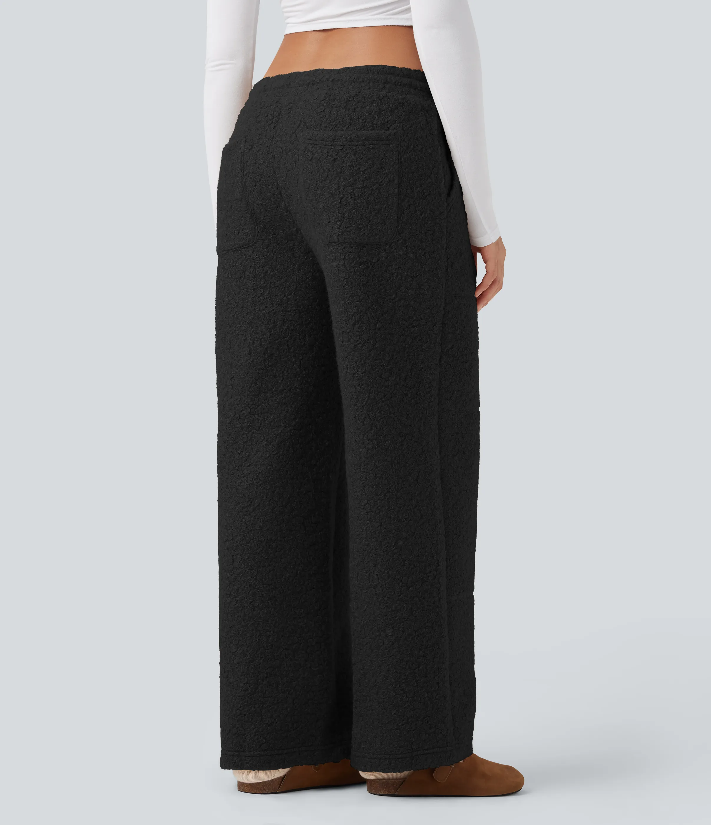 Halara Pantalones holgados casuales de tiro medio con cordón y bolsillos - Black - L(regular) sold by Halara product image thumbnail 3