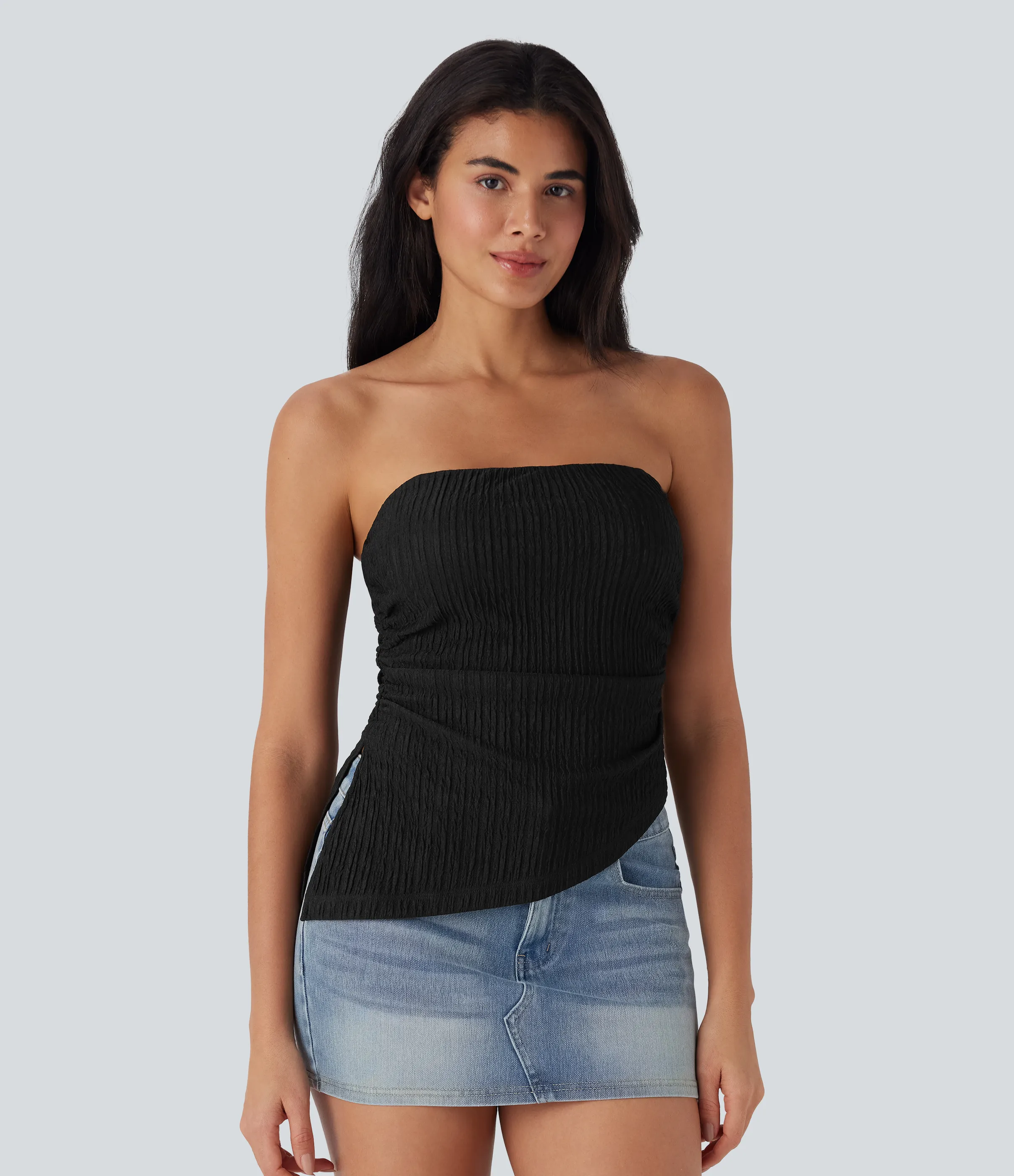 Halara Top casual a rayas con forma asimétrica y tirantes extraíbles - Black - XL sold by Halara product image thumbnail 5