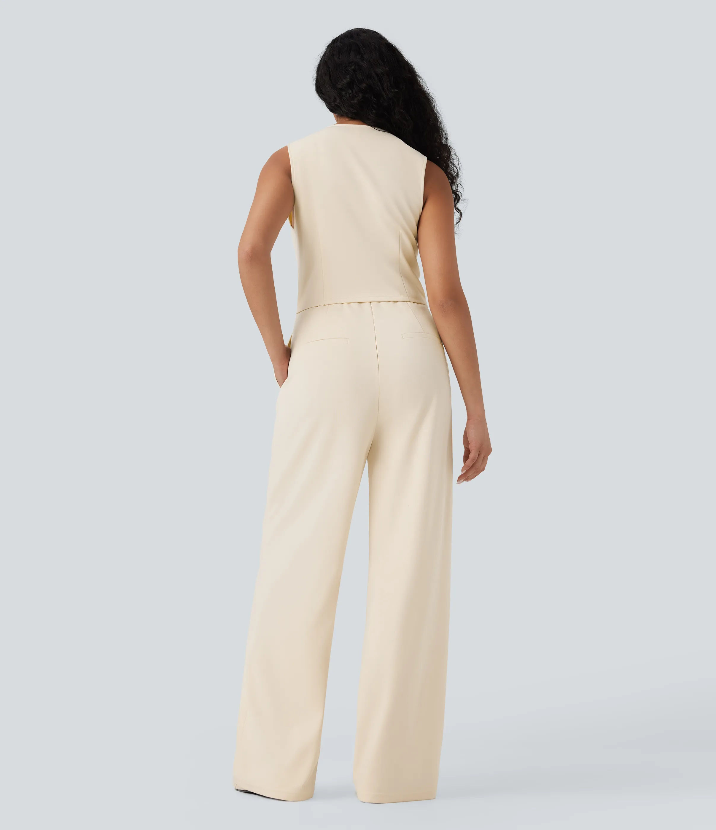 Halara Jumpsuit casual sin mangas con cuello en V y bolsillos - Easy Peezy - Arctic Wolf - XL(regular) sold by Halara product image thumbnail 3