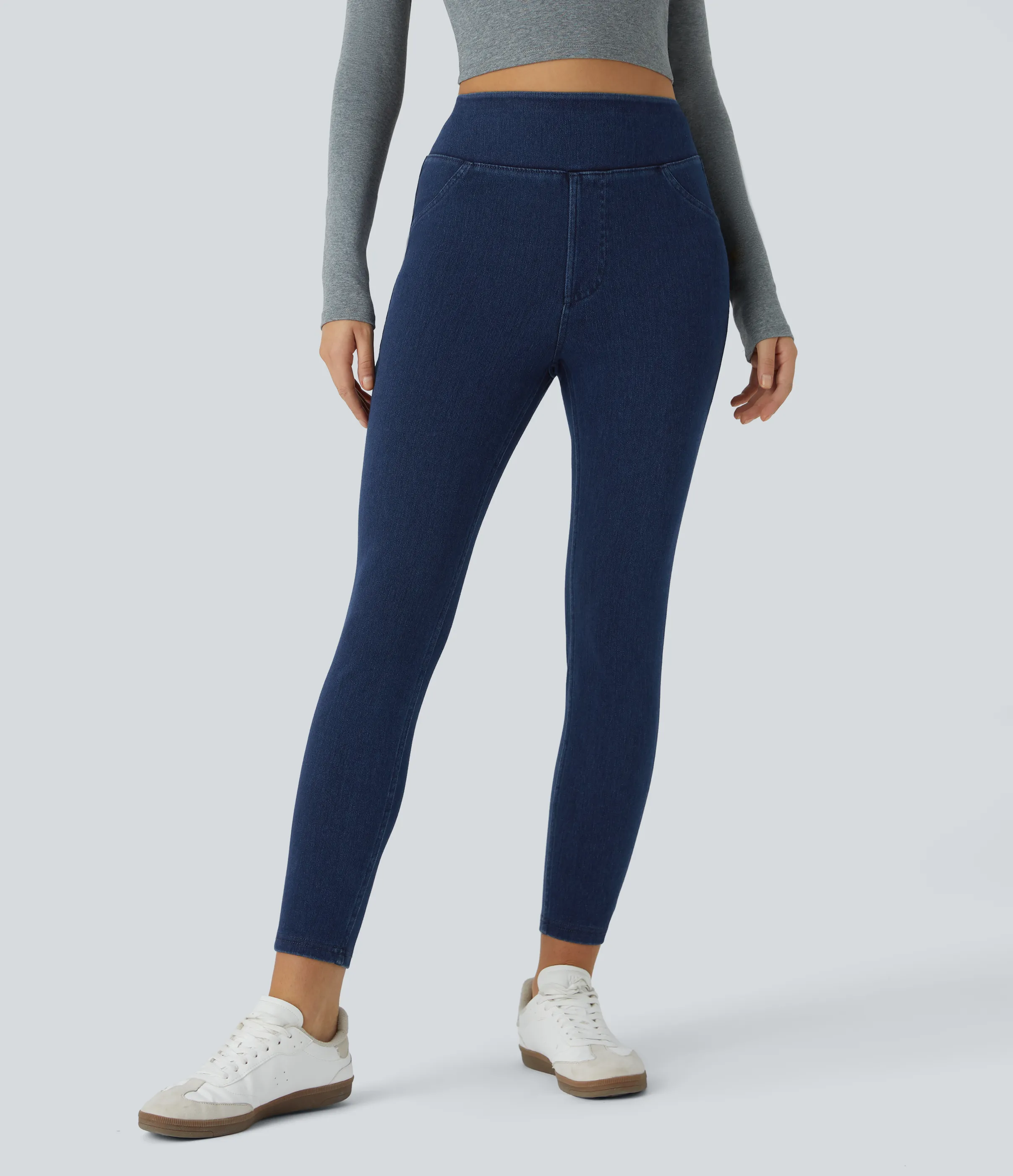 Halara Leggings Halara Flex™ Denim mezclilla elástico bolsillo lateral trasero tiro alto - Midnight Blue Denim - L(full_length) sold by Halara product image thumbnail 3