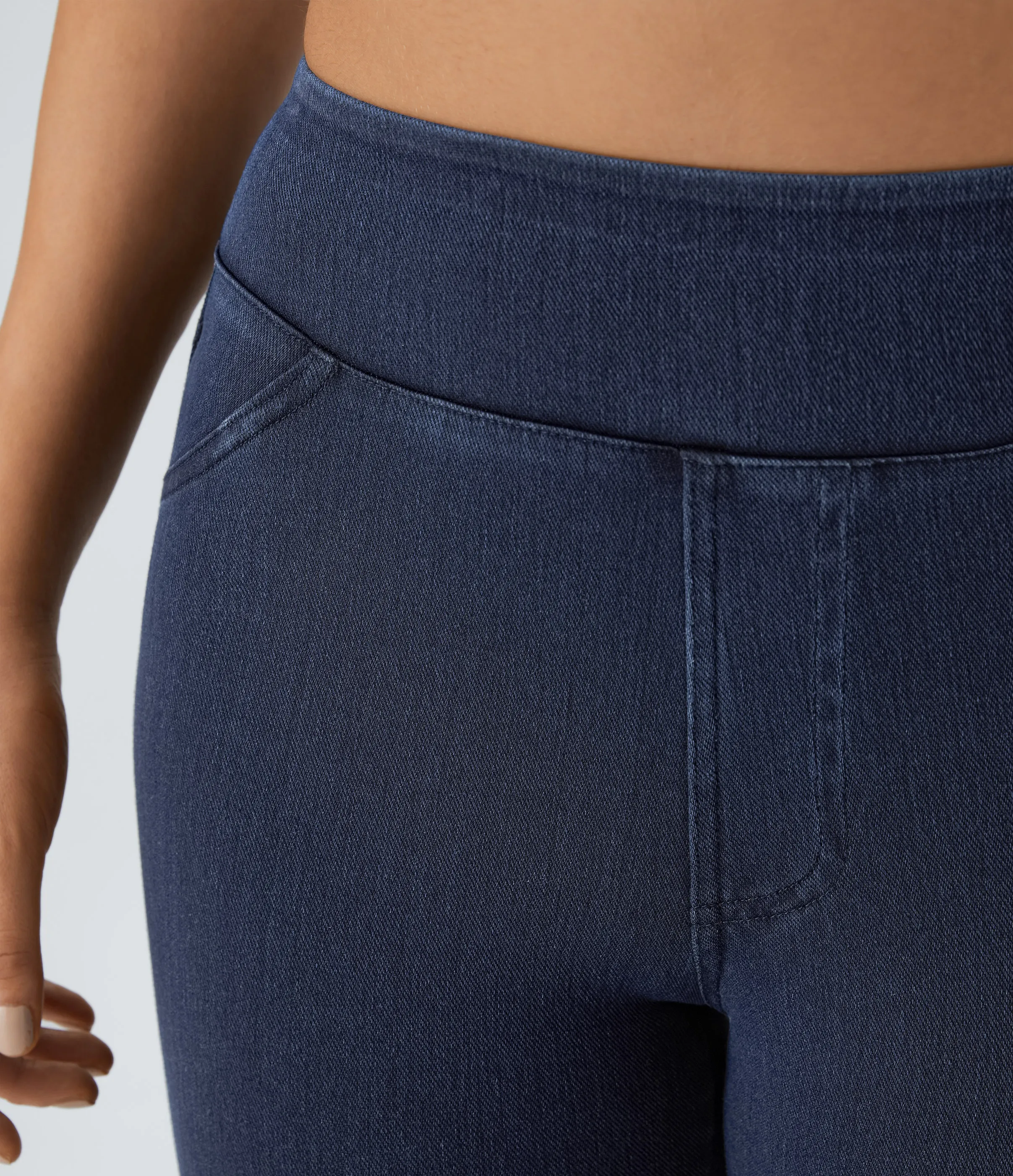 Halara Leggings Halara Flex™ Denim mezclilla elástico bolsillo lateral trasero tiro alto - Washed Denim Navy Blue - M(7/8) sold by Halara product image thumbnail 5