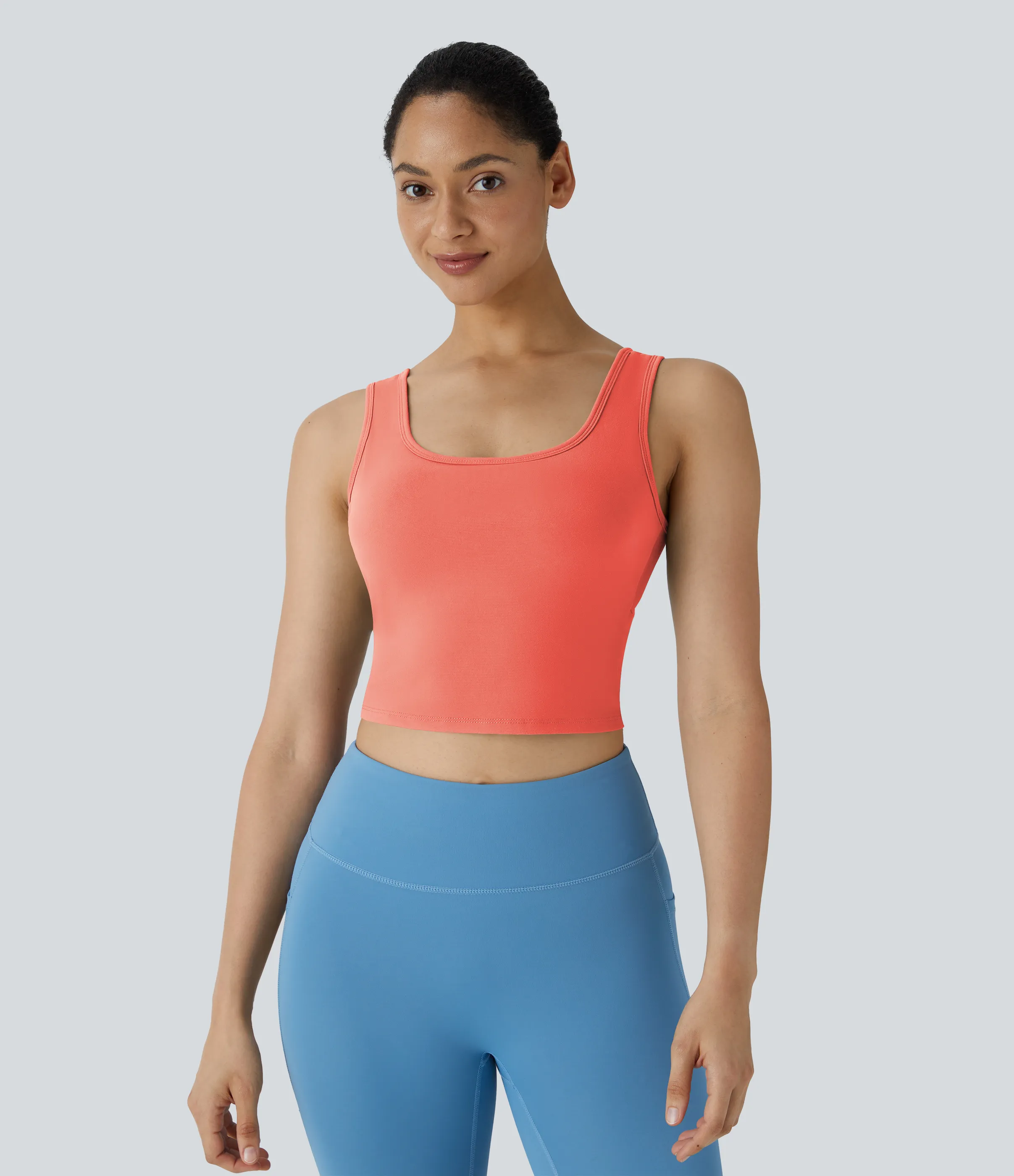 Halara Top de ballet o baile cruzado con escote en U en copas D-F - Fusion Coral - M sold by Halara product image thumbnail 4