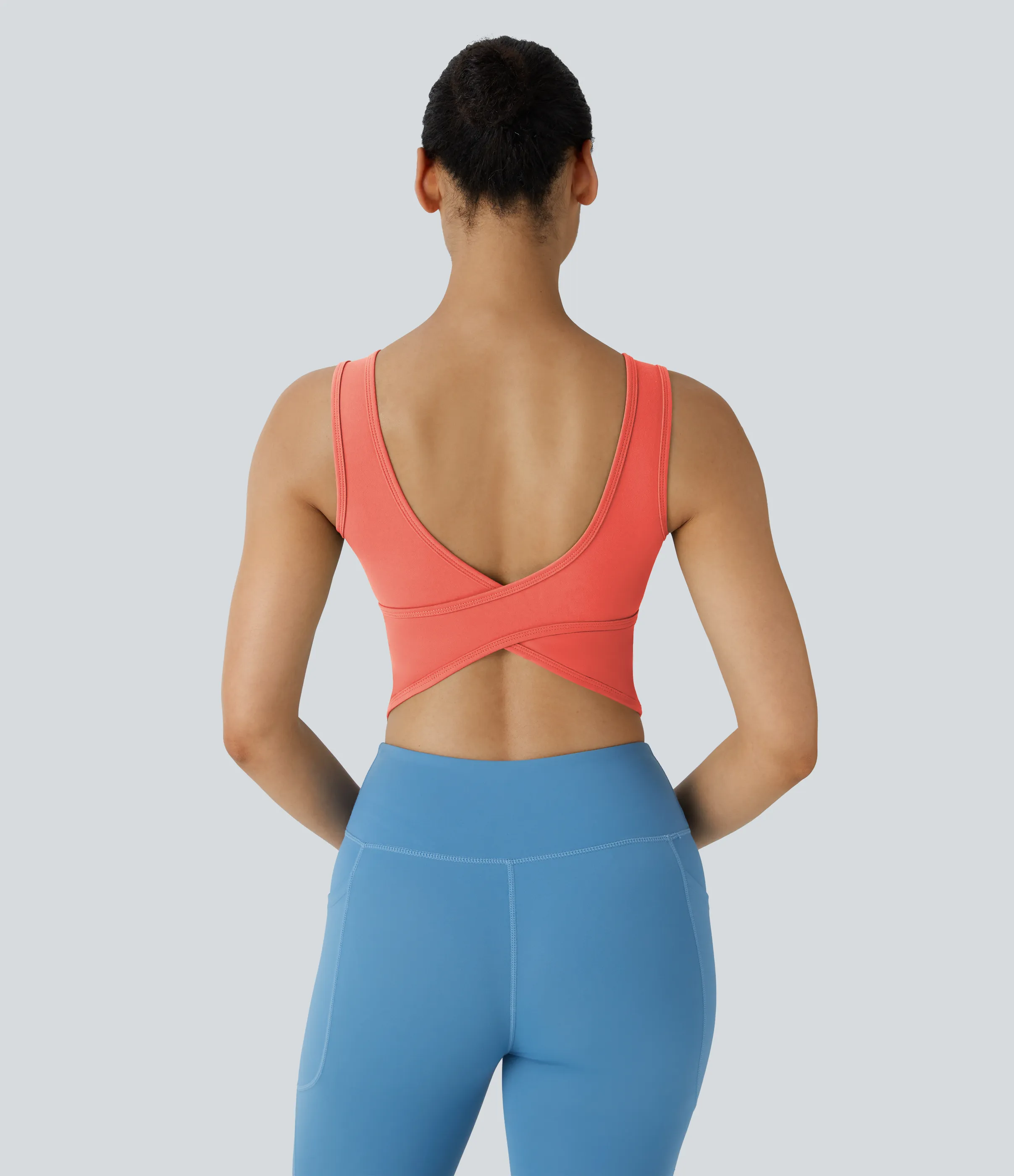 Halara Top de ballet o baile cruzado con escote en U en copas D-F - Fusion Coral - M sold by Halara product image thumbnail 5