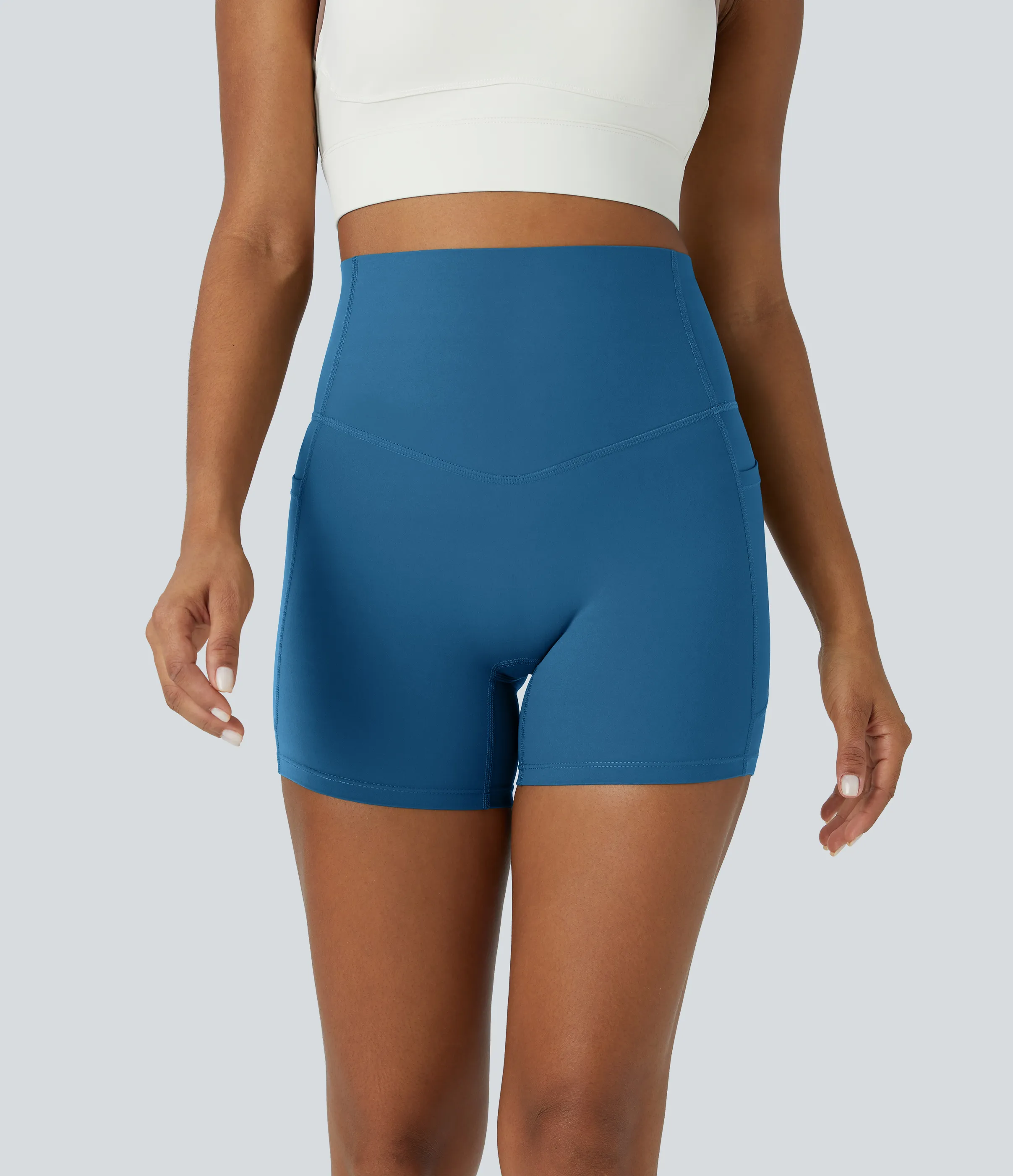 Halara Shorts de ciclista UltraSculpt™ moldeadores de abdomen de tiro alto y bolsillos laterales 12.5cm - Vallarta Blue - M sold by Halara product image thumbnail 4