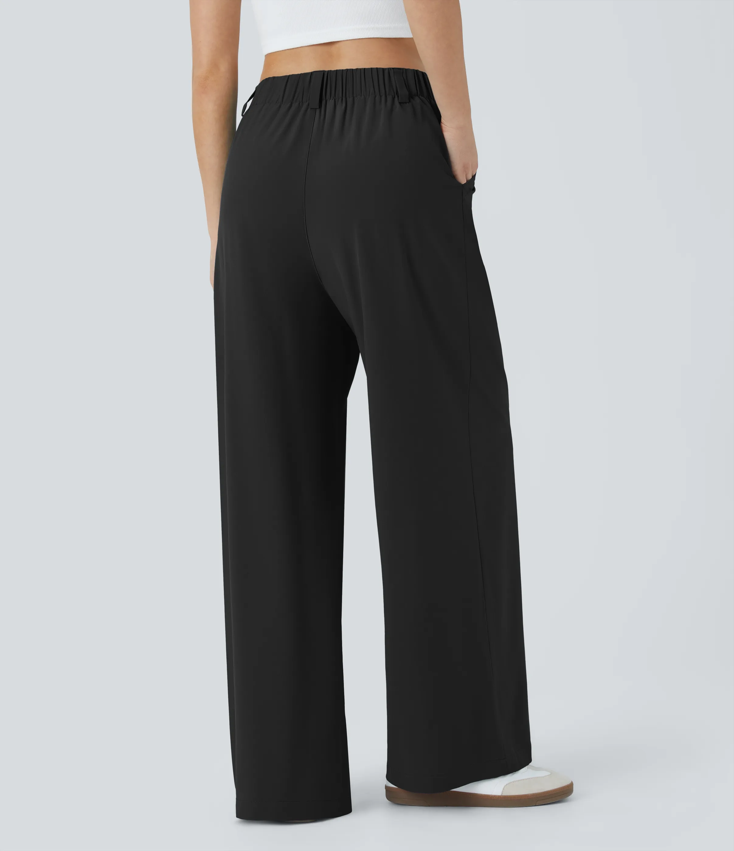Halara Pantalones Breezeful™ secado rápido palazzo liso fluido bolsillo lateral plisado pierna ancha - Black - S(regular) sold by Halara product image thumbnail 3