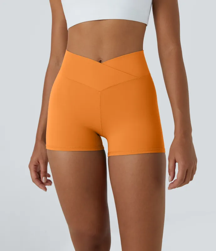 Halara Pantalón corto Softlyzero™ ciclistas yoga liso cruzado tiro alto 7.5cm - Sunshine Orange - L sold by Halara