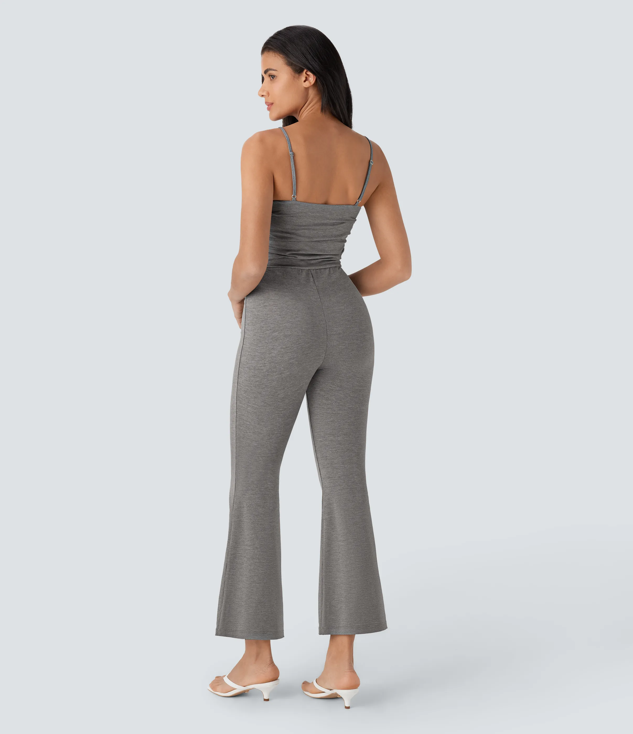 Halara Mono casual acampanado con fruncido y abertura en la espalda - Mottled Earth Gray - M(regular) sold by Halara product image thumbnail 3