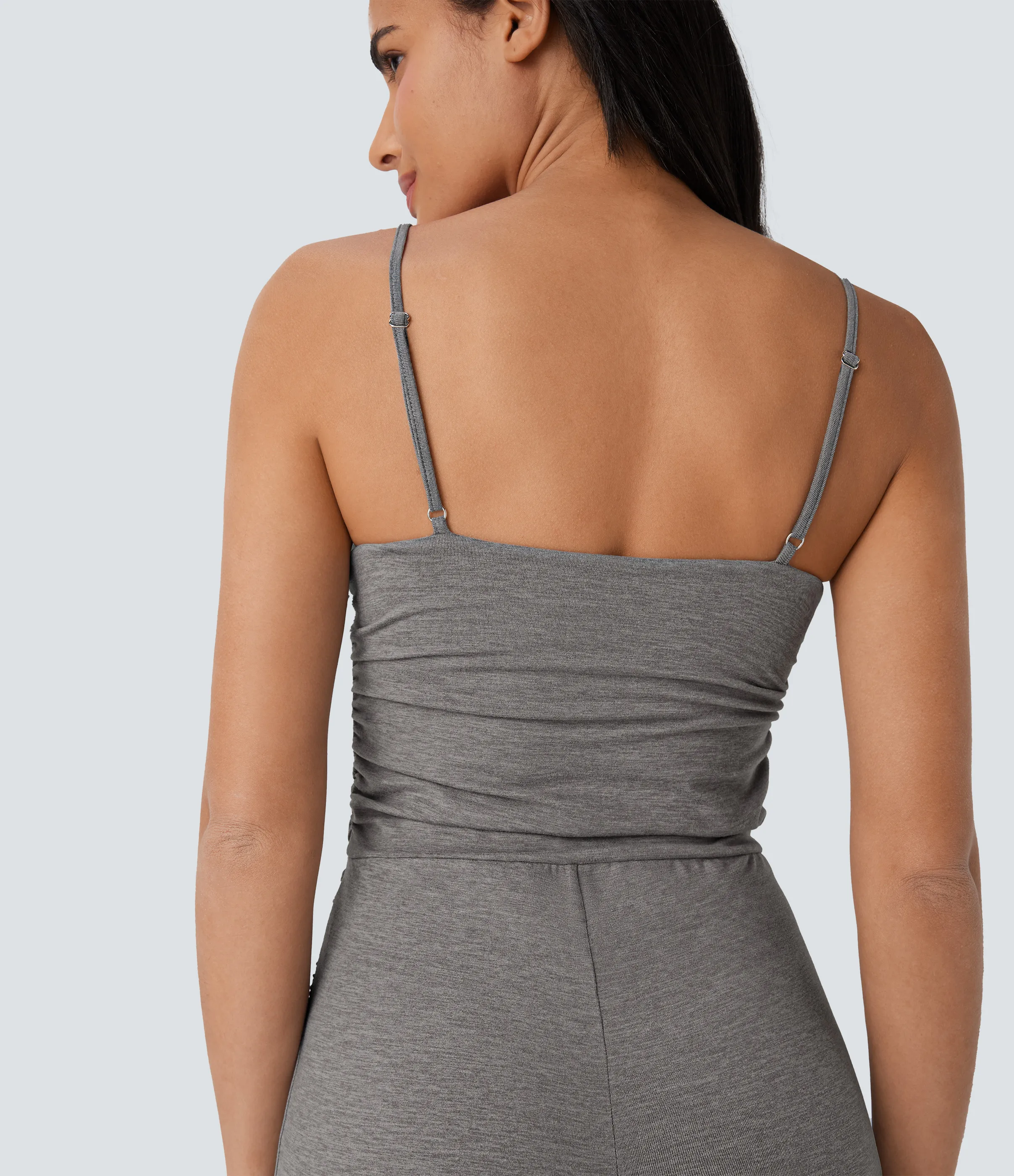 Halara Mono casual acampanado con fruncido y abertura en la espalda - Mottled Earth Gray - M(regular) sold by Halara product image thumbnail 5