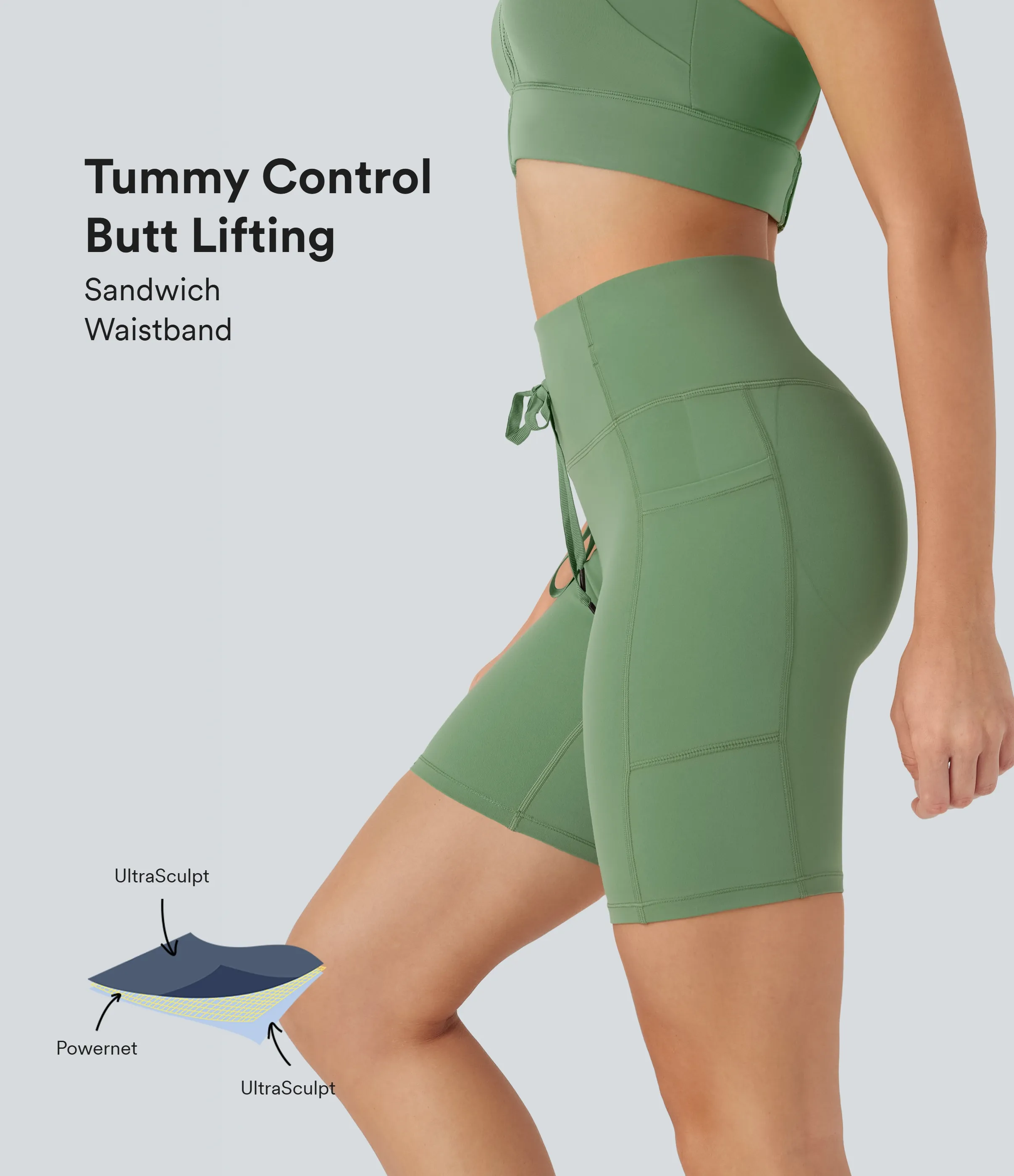 Halara Shorts biker moldeadores Halara UltraSculpt™ de tiro alto con efecto push-up y reductor de abdomen de 18cm con bolsillos - Kashmir - S sold by Halara