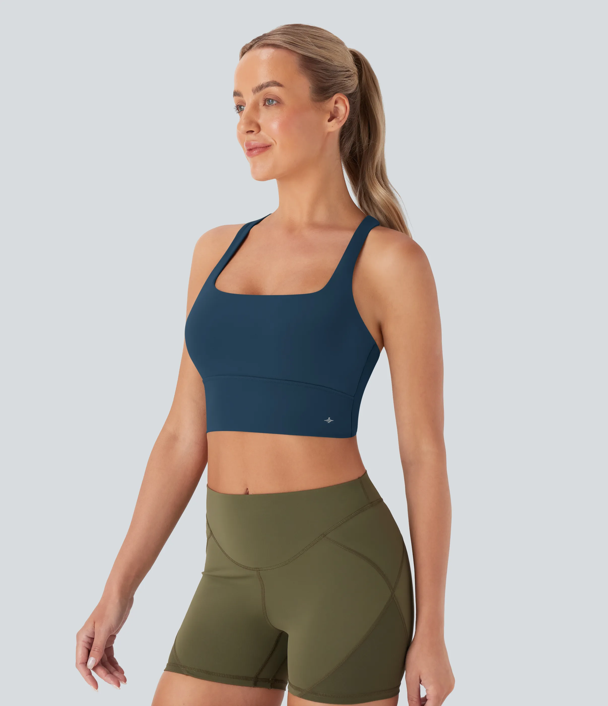 Halara Top corto de yoga Softlyzero™ con espalda descubierta y diseño entrecruzado - Oxford Blue - XL sold by Halara product image thumbnail 4