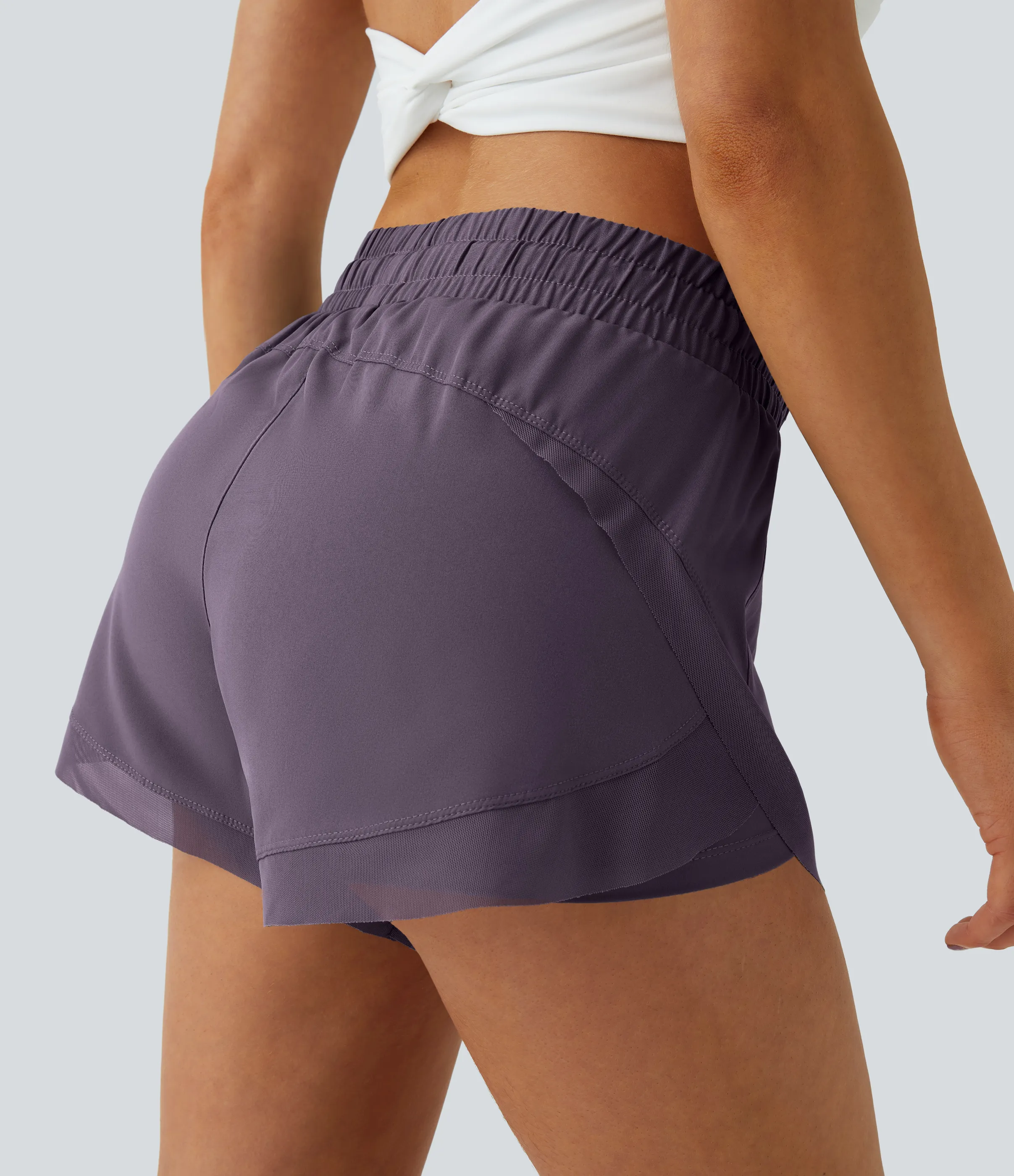 Halara Pantalón corto correr fluidos 2 en 1 tiro medio cordón malla contrastante 7.5cm - Navy Cosmos - XS sold by Halara product image thumbnail 2