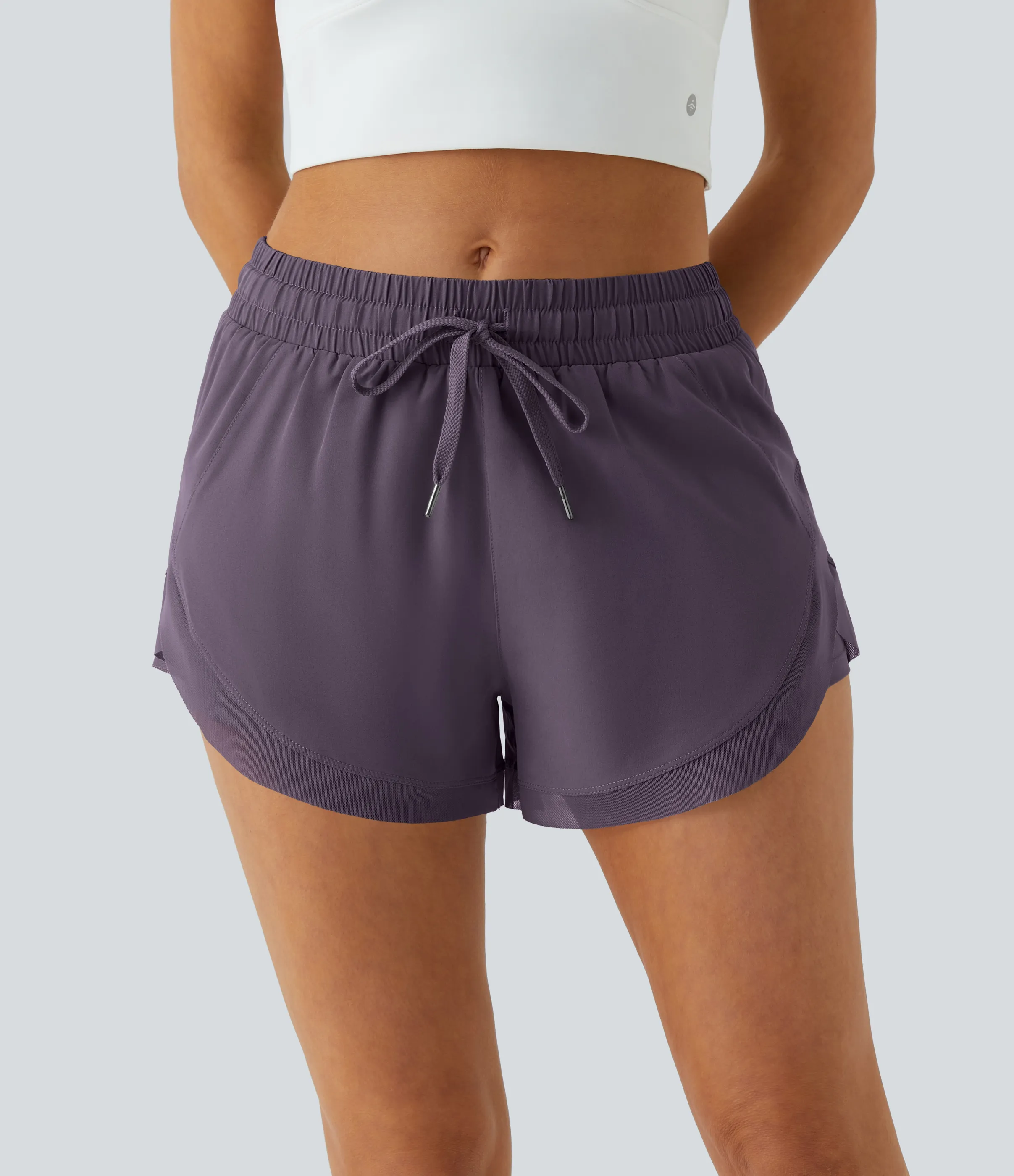 Halara Pantalón corto correr fluidos 2 en 1 tiro medio cordón malla contrastante 7.5cm - Navy Cosmos - XS sold by Halara product image thumbnail 3