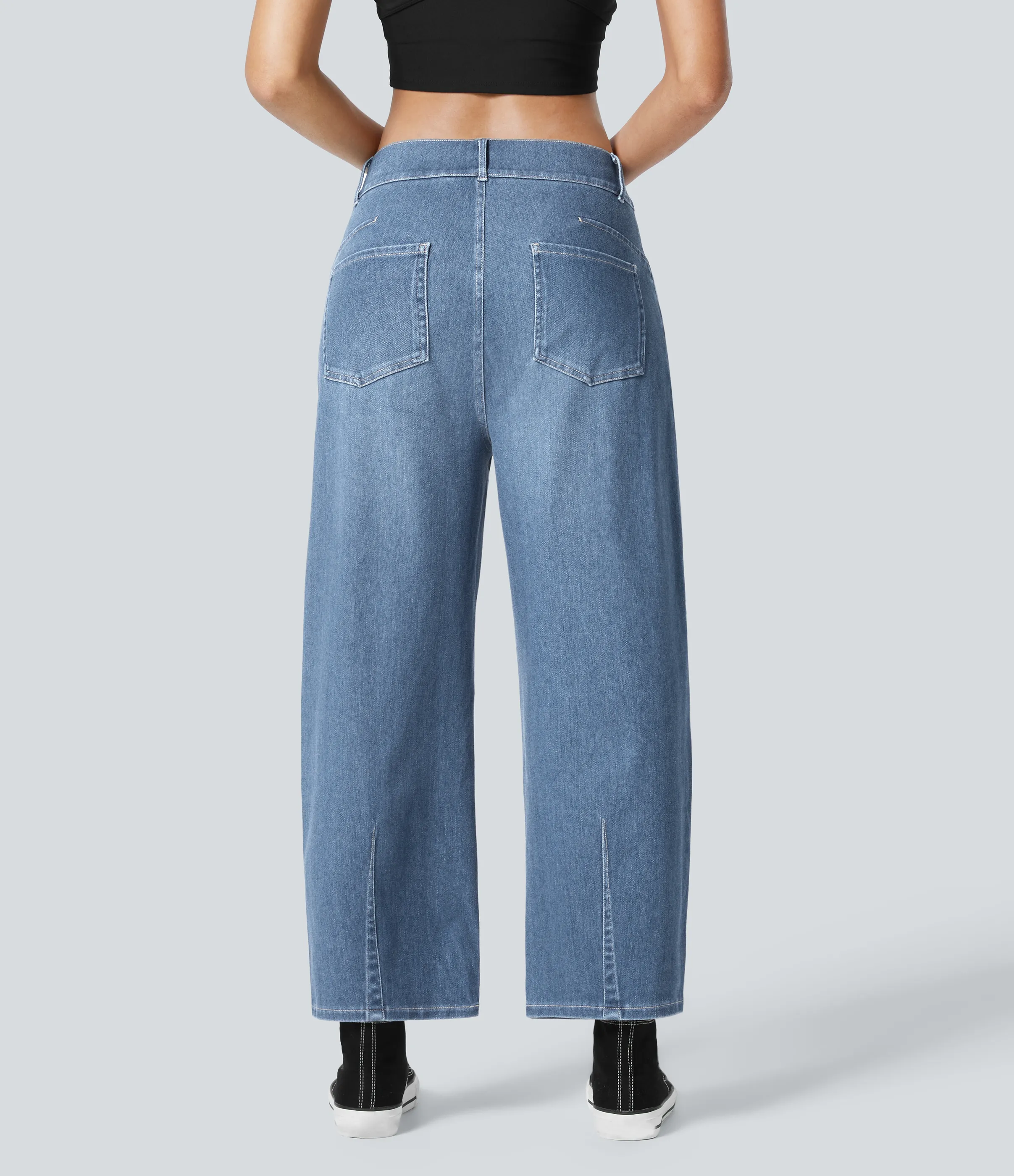 Halara Jeans Halara Flex™ Denim oficina elástico pierna cilíndrica múltiple bolsillo tiro medio - Creek Blue Denim - S(regular) sold by Halara product image thumbnail 3