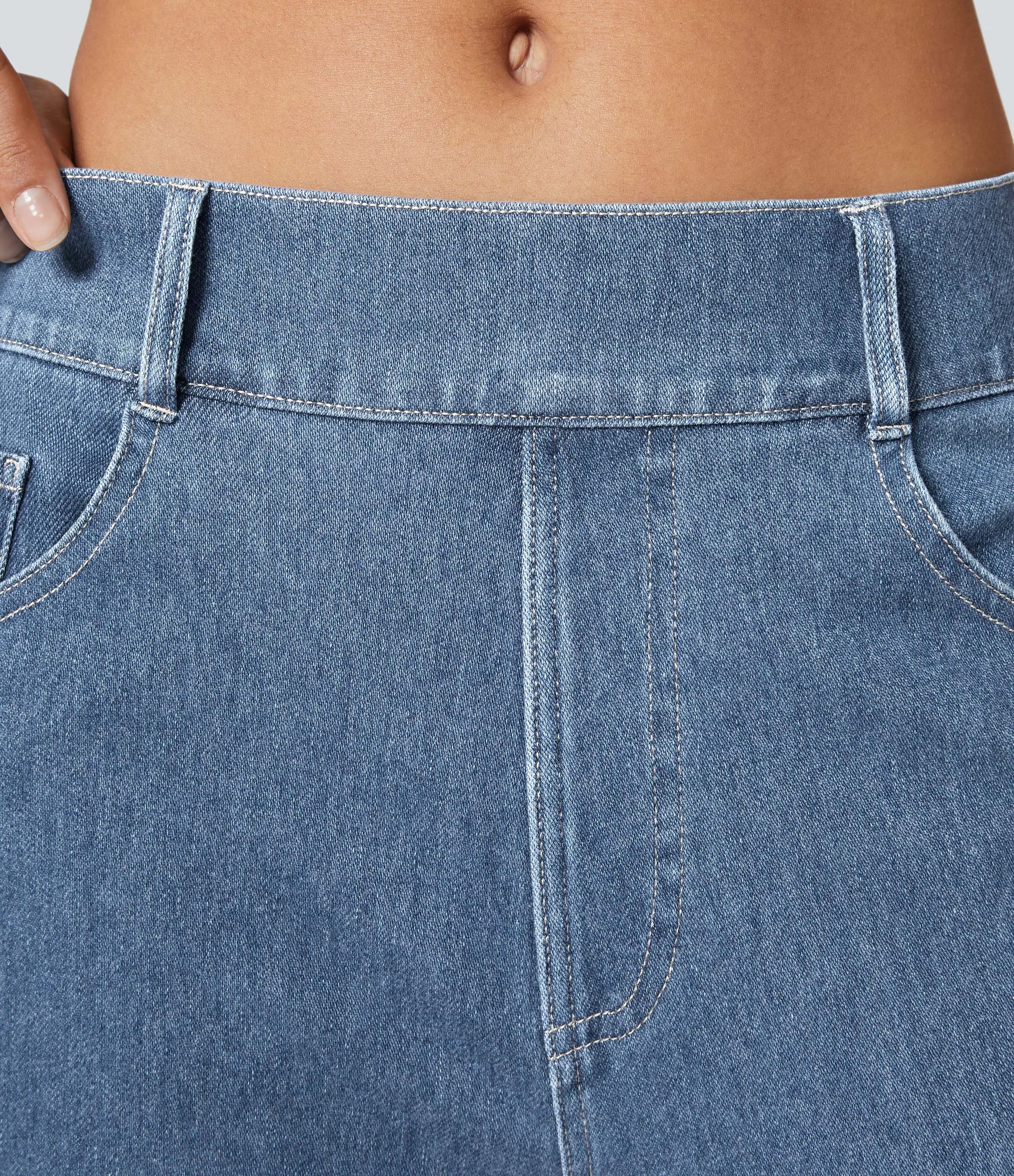 Halara Jeans Halara Flex™ Denim oficina elástico pierna cilíndrica múltiple bolsillo tiro medio - Creek Blue Denim - S(regular) sold by Halara product image thumbnail 5