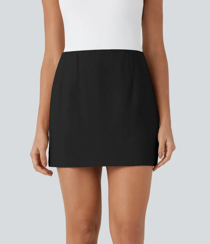 Halara Minifalda casual 2 en 1 de corte A con tiro alto y cremallera invisible - Black - XL sold by Halara