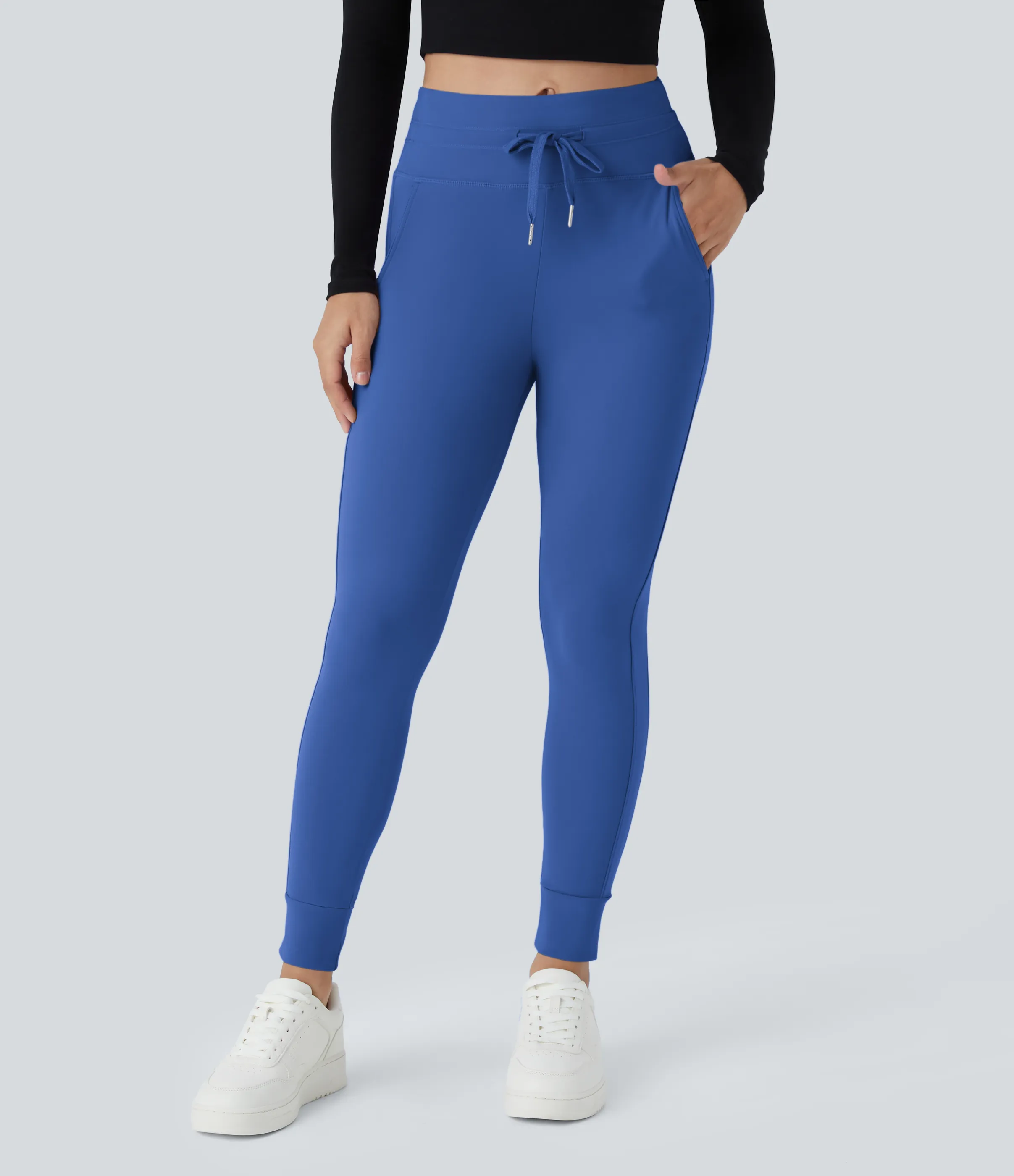 Halara Joggers Softlyzero™ Plush liso largo completo bolsillo lateral cordón tiro alto - Beaucoup Blue - XL(regular) sold by Halara