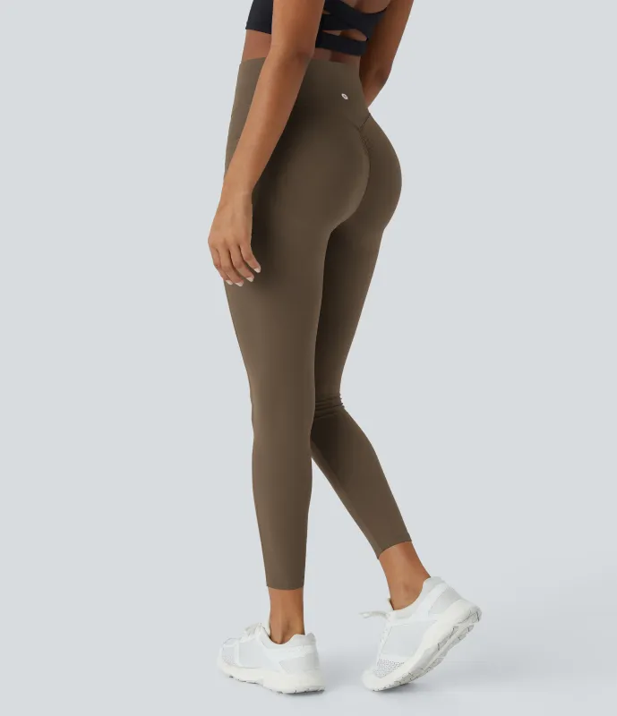 Halara Leggings SoCinched UltraSculpt entrenamiento moldeador bolsillo lateral control abdomen tiro alto - Thick Earthy Brown - M(7/8) sold by Halara