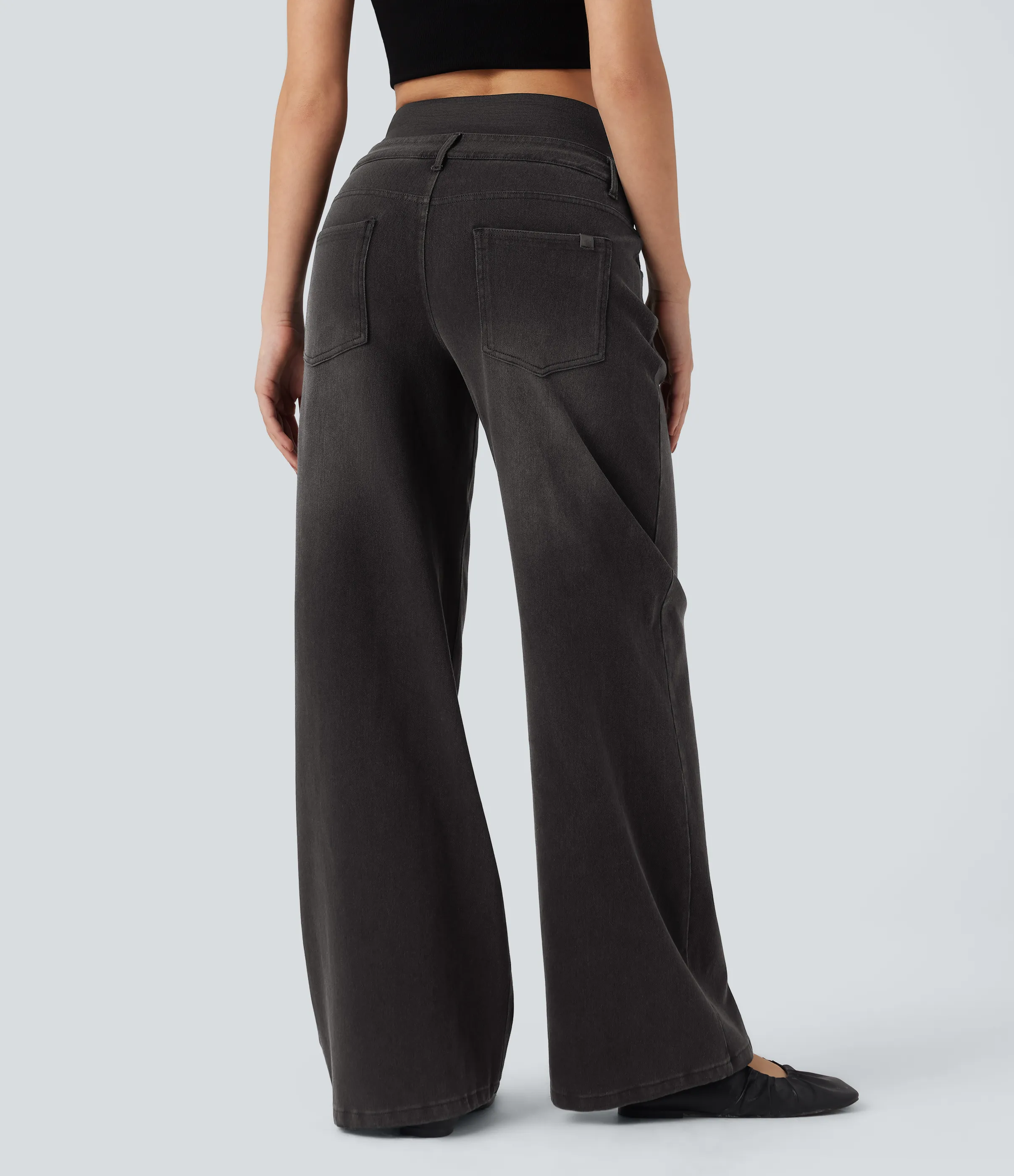 Halara Jeans casuales anchos Halara Flex™ lavados de tiro alto con control de abdomen con bolsillos - Phantom Denim - XS(regular) sold by Halara product image thumbnail 3