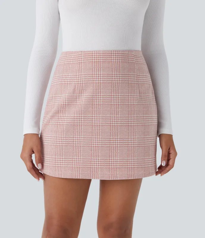 Halara Minifalda oficina cuadros pata gallo 2 en 1 tiro alto - Bean Paste Houndstooth Plaid - XL(regular) sold by Halara