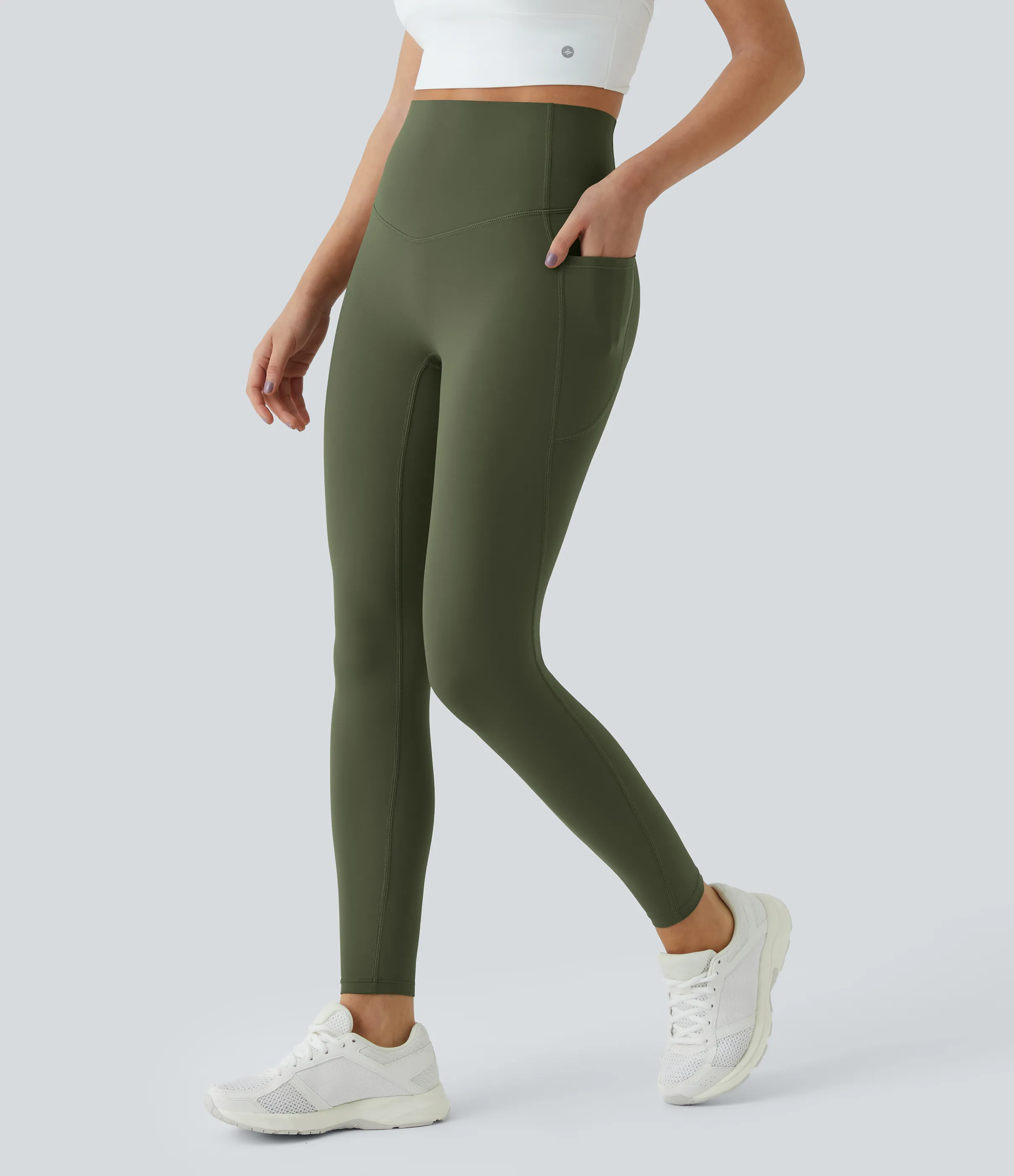 Halara Leggings SoCinched UltraSculpt entrenamiento control abdomen bolsillo lateral tiro alto - Deep Woodland Green - L(full_length) sold by Halara product image thumbnail 5