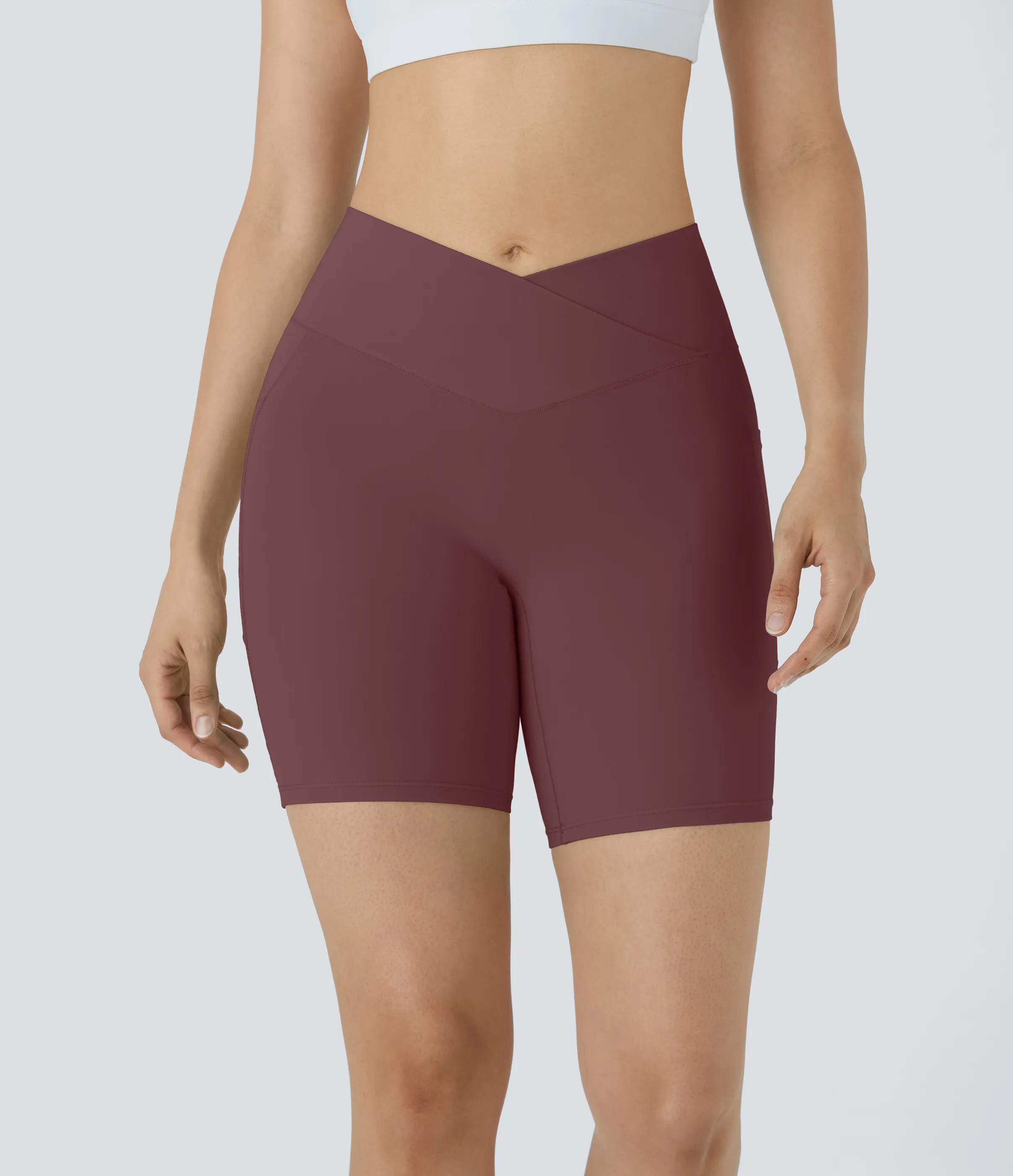 Halara Pantalón corto Softlyzero™ ciclista yoga bolsillo lateral cruzado tiro alto 17.5cm - Red Mahogany - S sold by Halara product image thumbnail 4