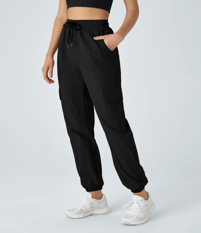 Halara Joggers cargo bolsillo lateral cordón tiro medio - Black - L sold by Halara