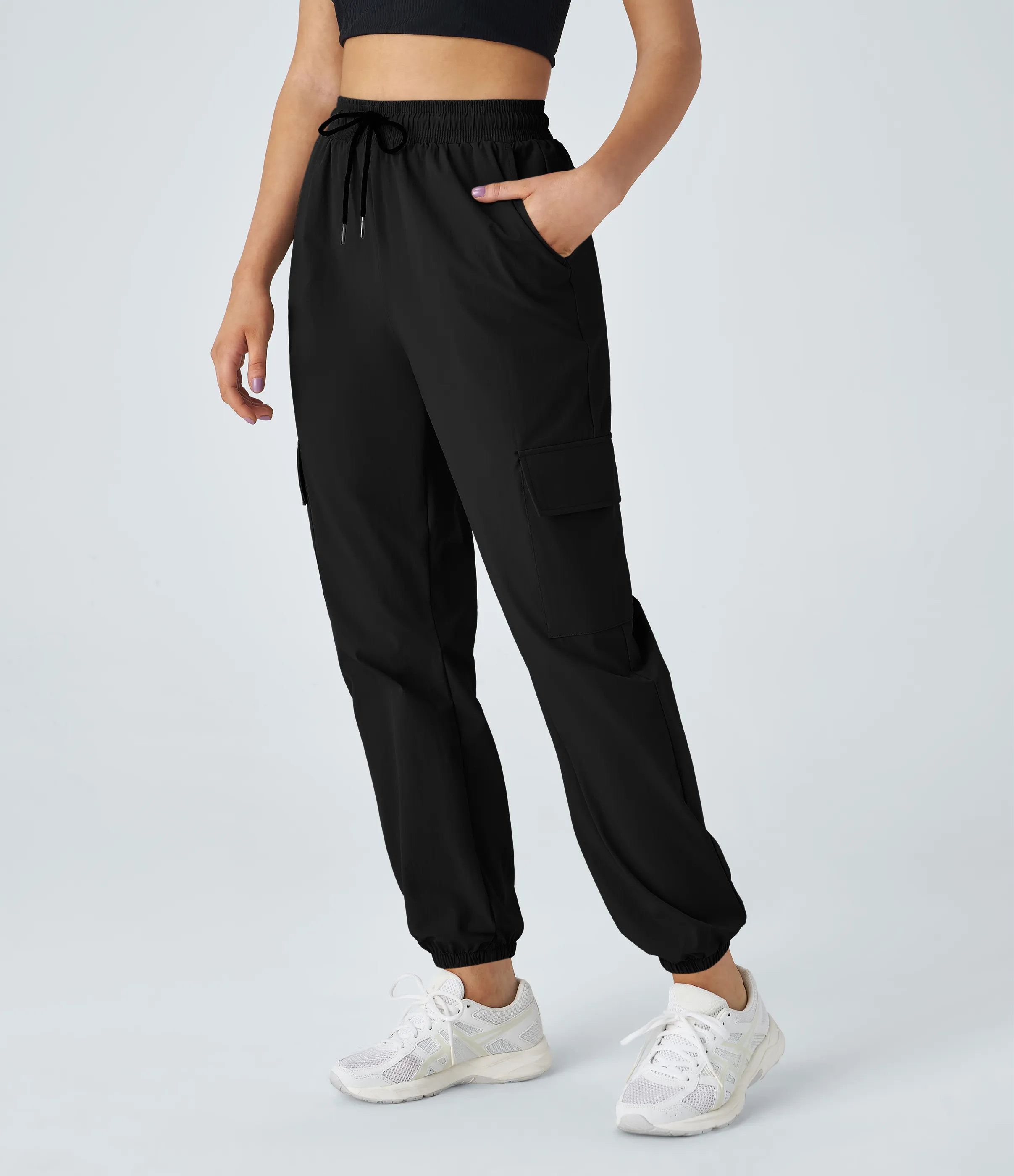 Halara Joggers cargo bolsillo lateral cordón tiro medio - Black - L sold by Halara product image thumbnail 2