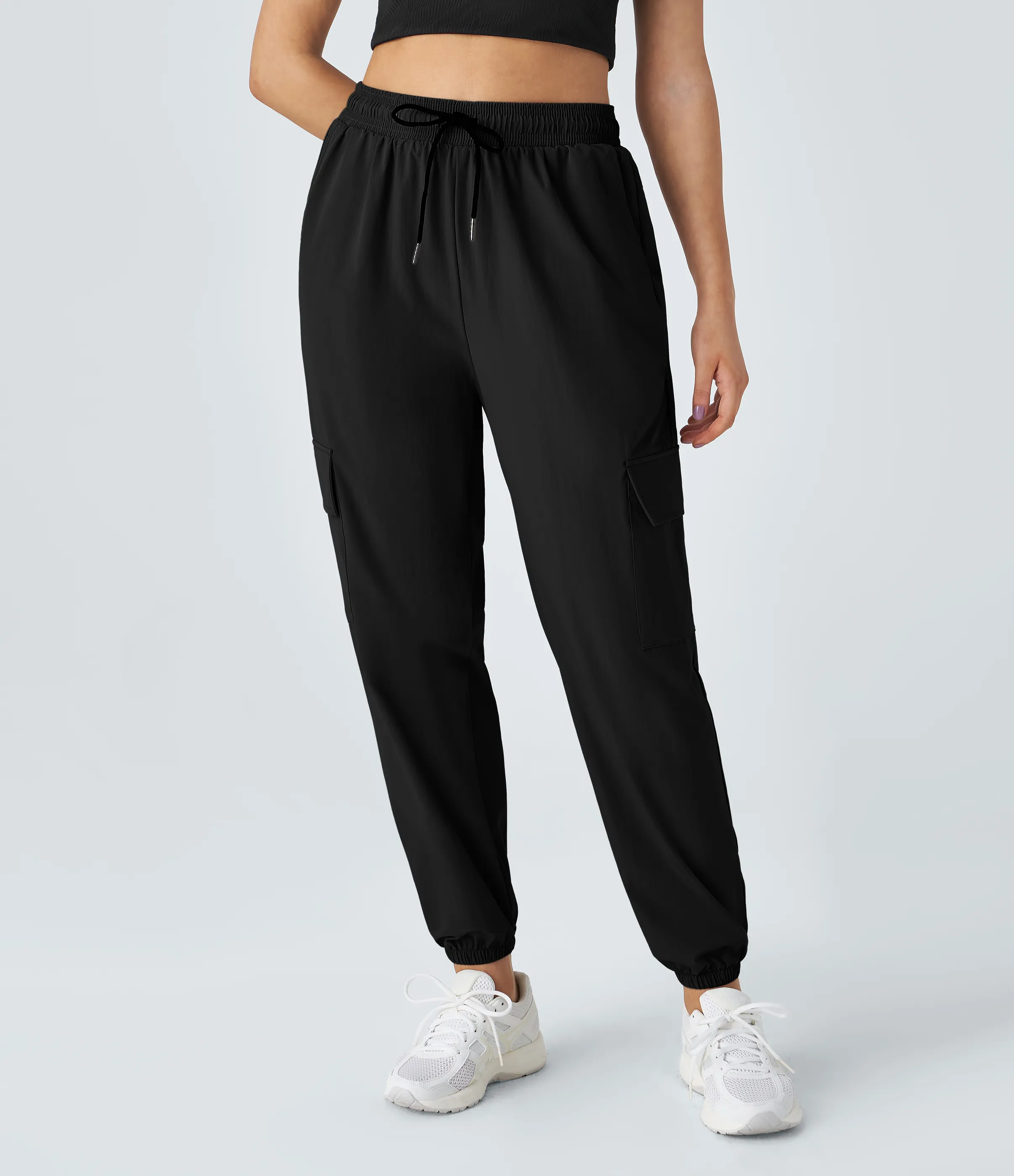 Halara Joggers cargo bolsillo lateral cordón tiro medio - Black - L sold by Halara product image thumbnail 4